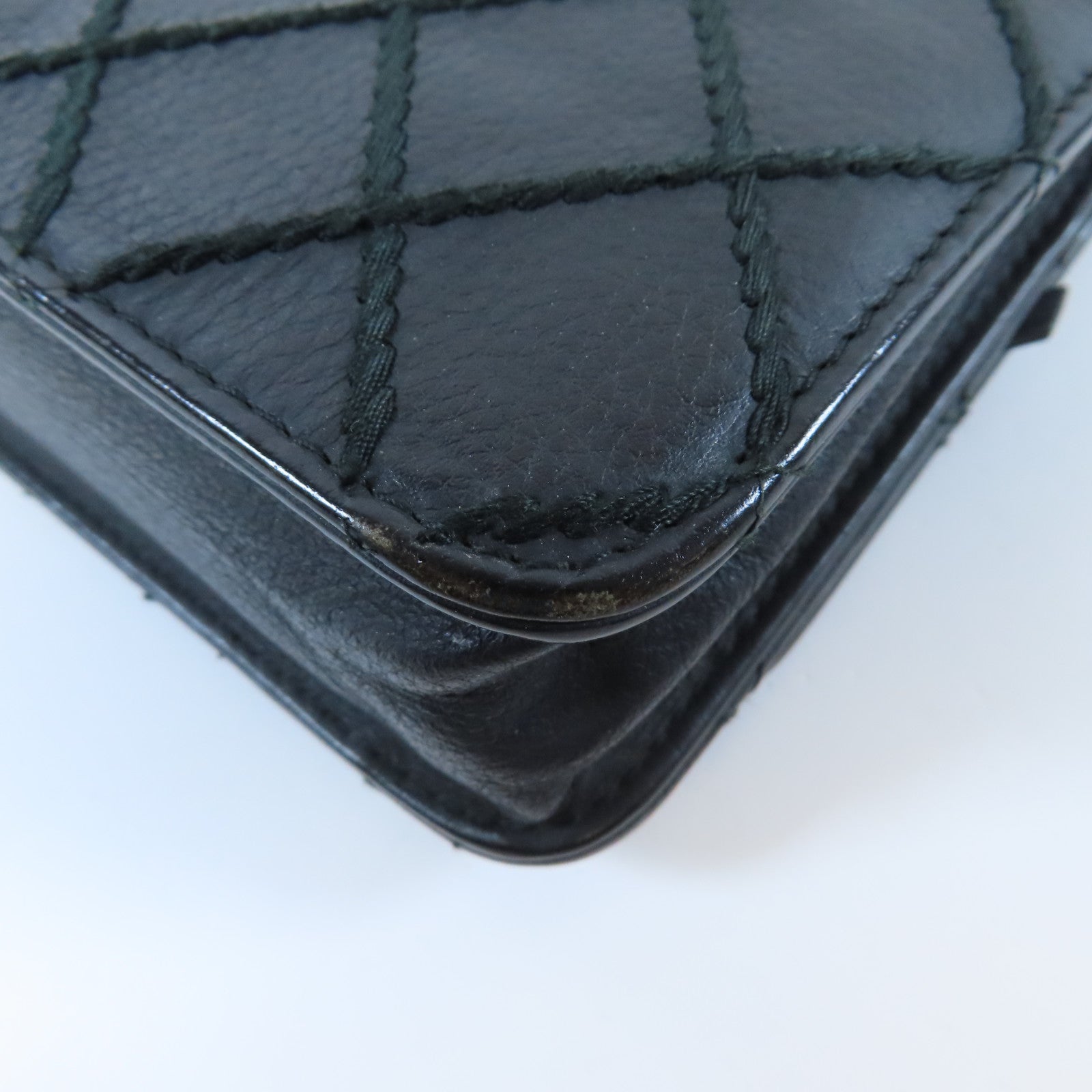 CHANEL 【激減優惠】菱格羊皮皮革WOC Chain Shoulder Bag銀扣鏈帶肩背袋黑色