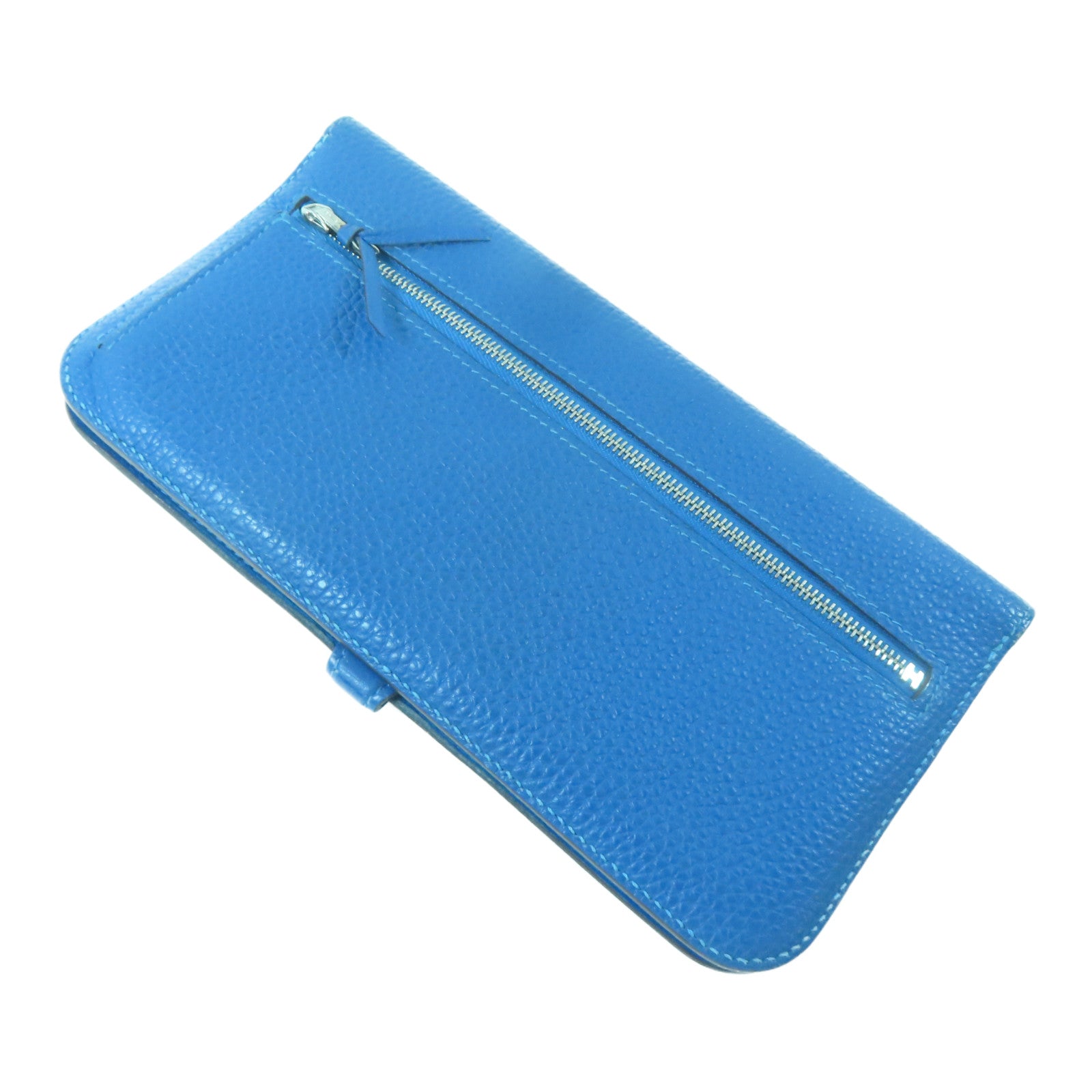 HERMES 【激減優惠】Togo皮革Dogon Long Wallet銀扣長錢包藍色