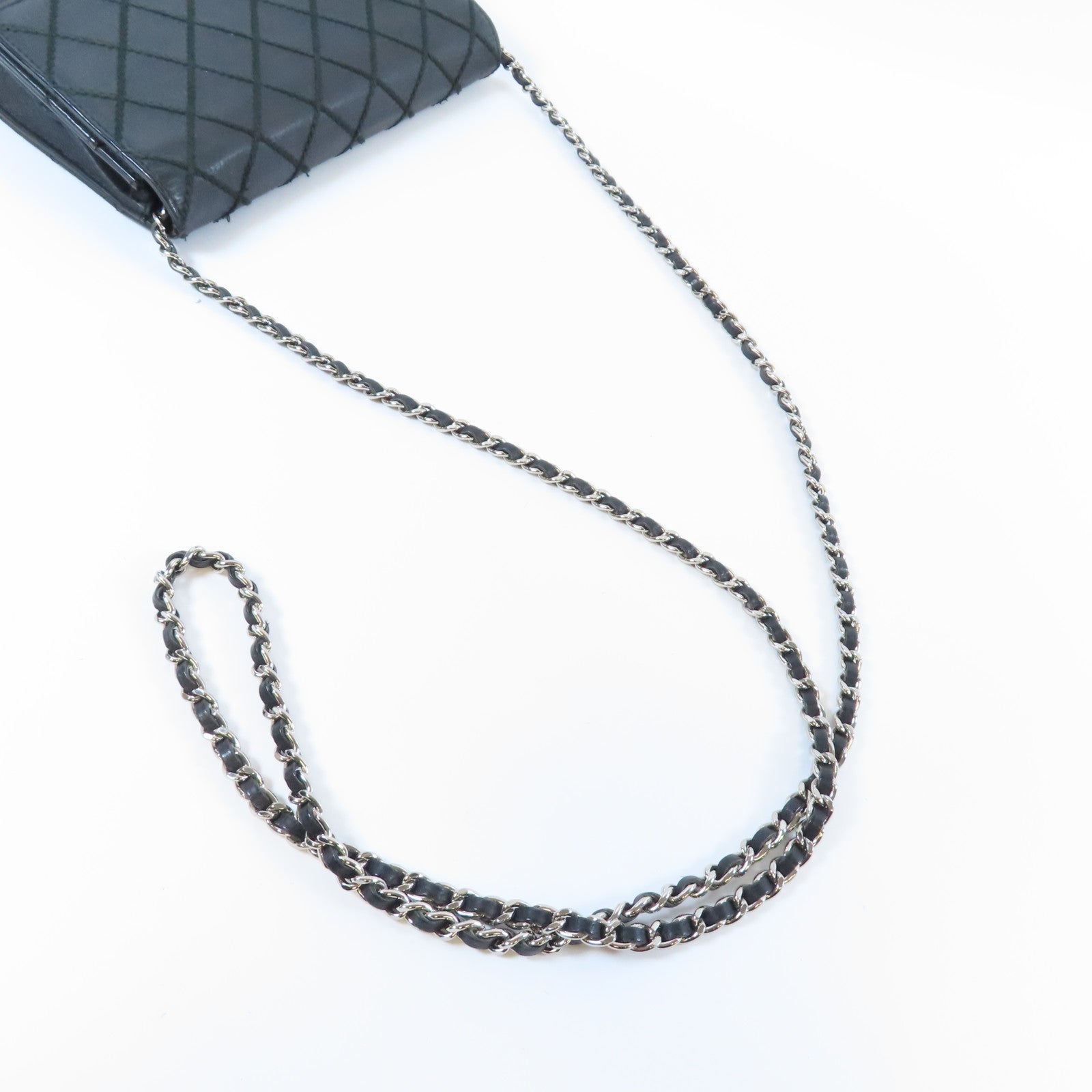 CHANEL 【激減優惠】菱格羊皮皮革WOC Chain Shoulder Bag銀扣鏈帶肩背袋黑色