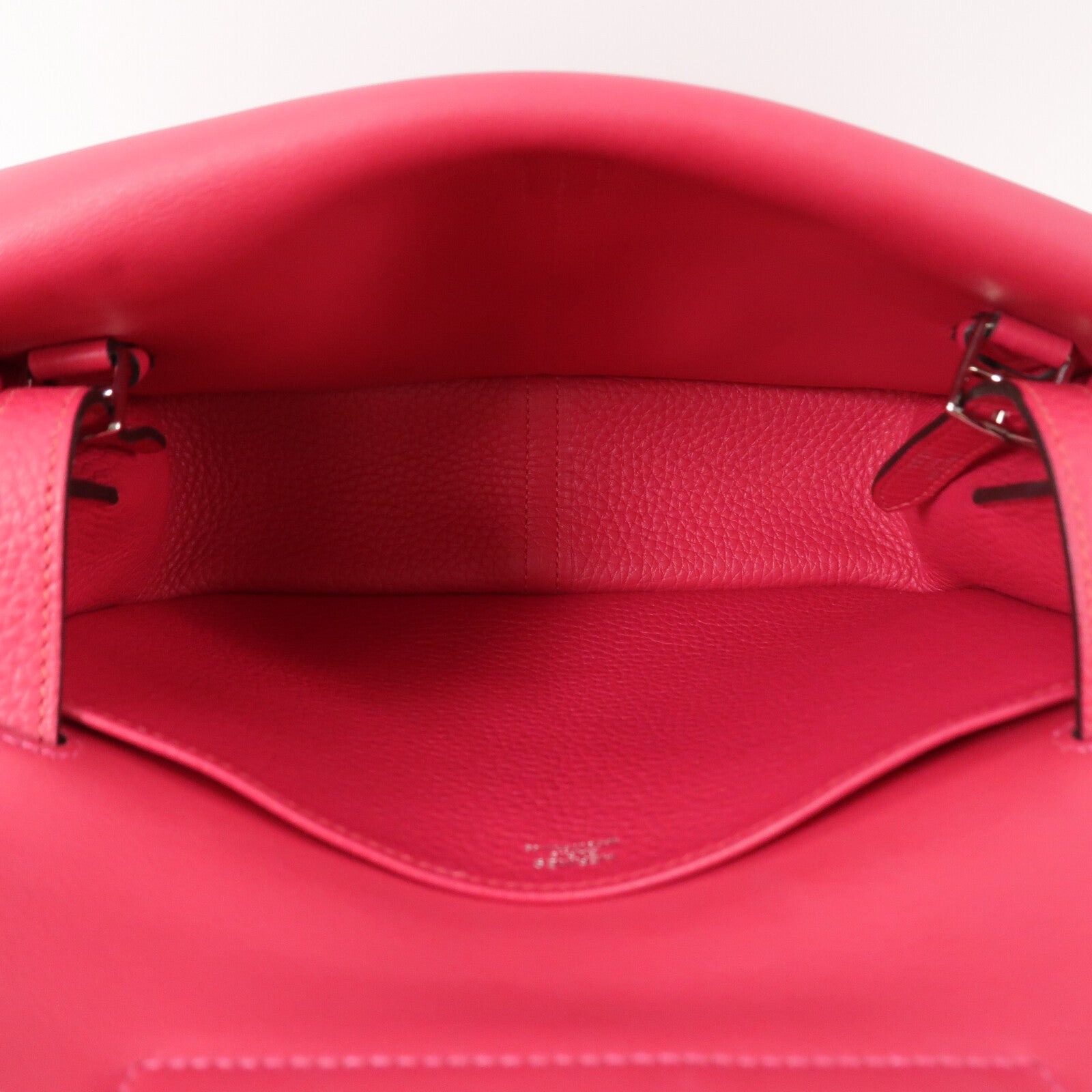 HERMES Clemence皮革Halzan 25手挽肩背兩用袋Rose Extren