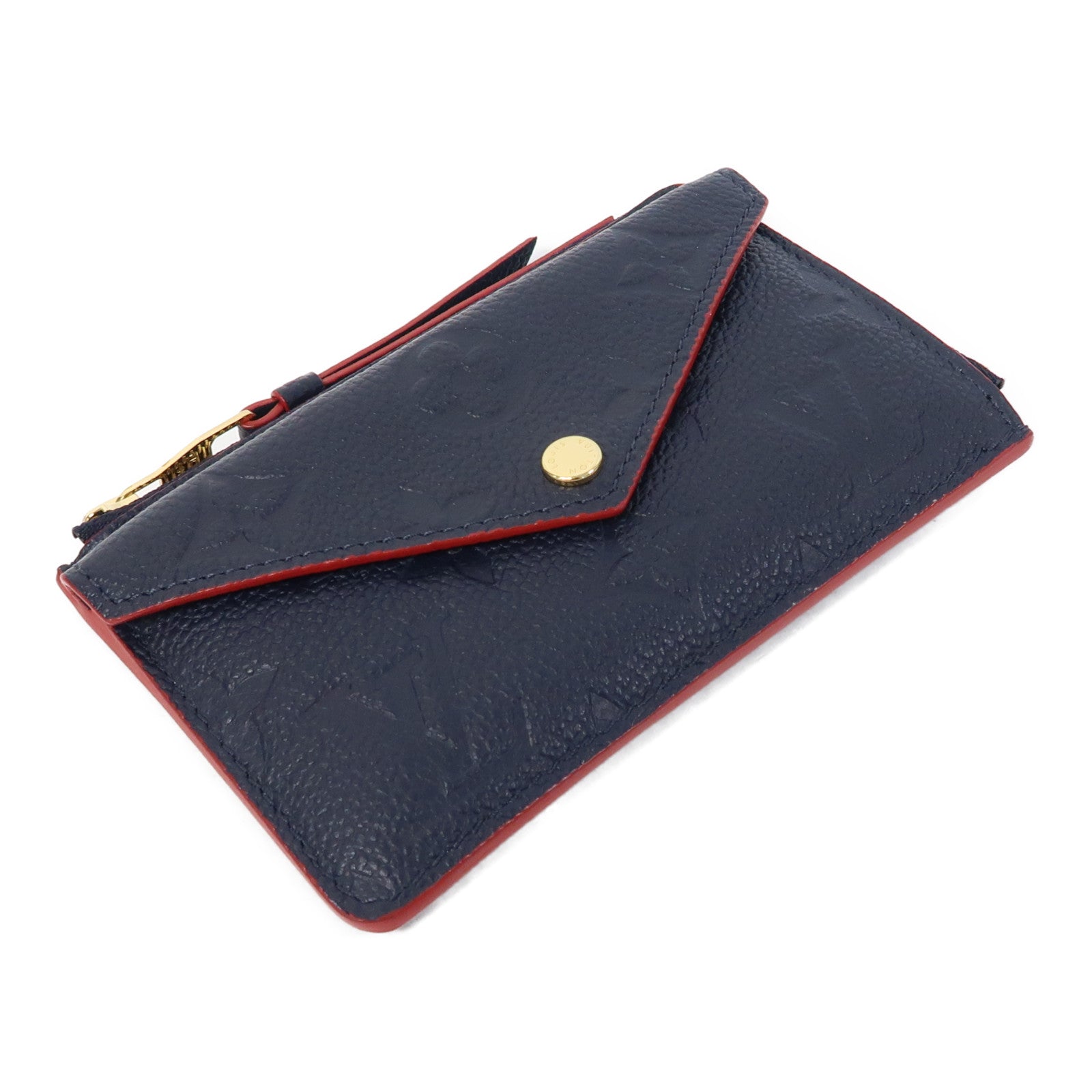LOUIS VUITTON Monogram Empreinte Recto Verso金扣卡片套深藍色