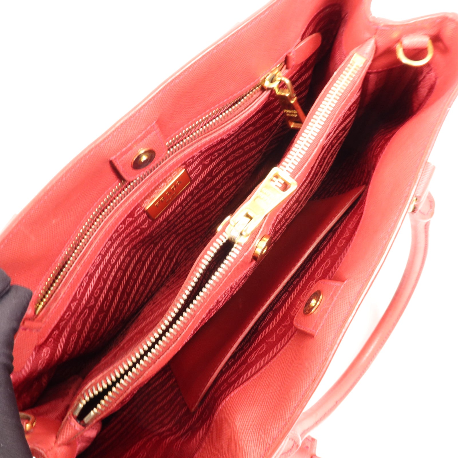 PRADA 牛皮皮革Galleria金扣手挽肩背兩用袋