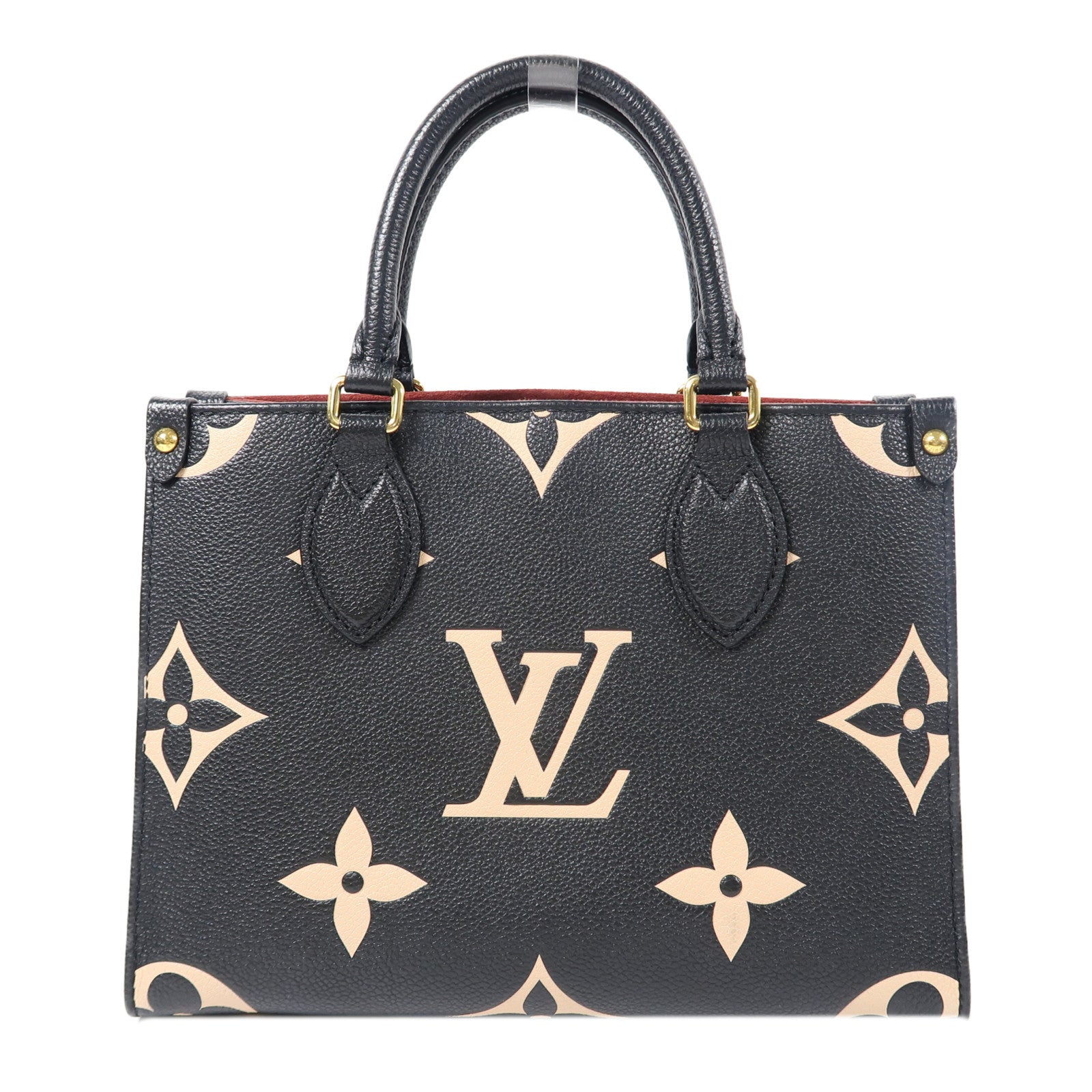 LOUIS VUITTON Monogram Empreinte On The Go金扣手挽肩背兩用袋黑色/米色