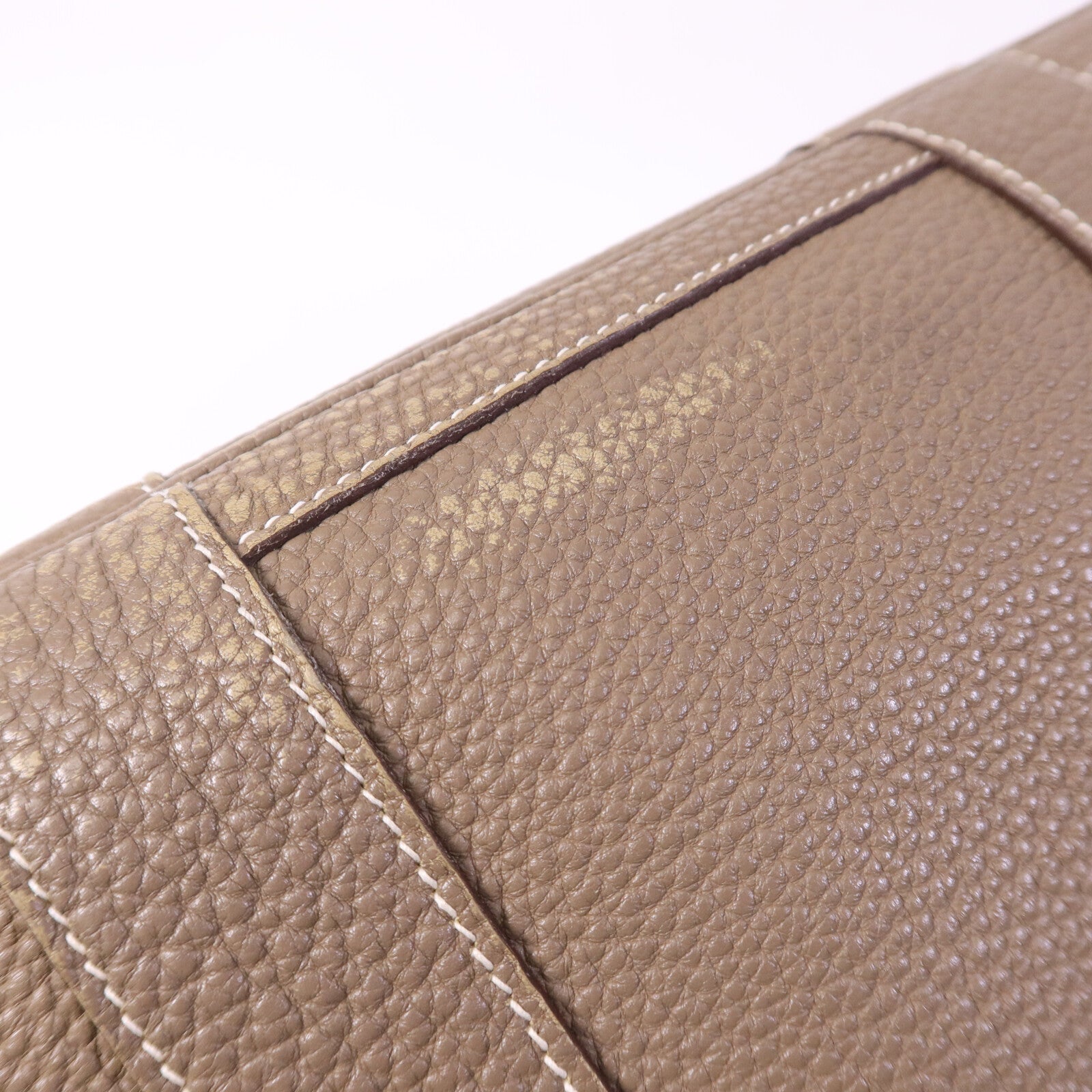 HERMES Clemence皮革GardenParty PM銀扣手挽袋Etoupe