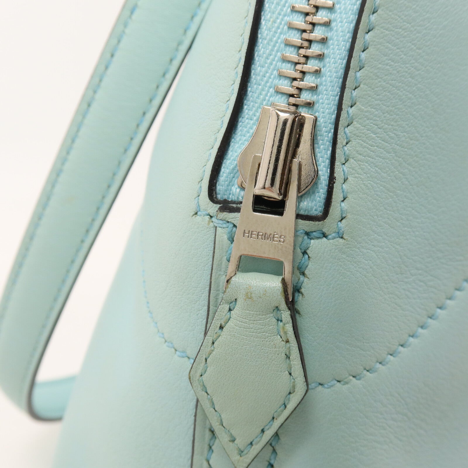 HERMES Swift皮革Bolide 27手挽肩背兩用袋Bleu Zephyr