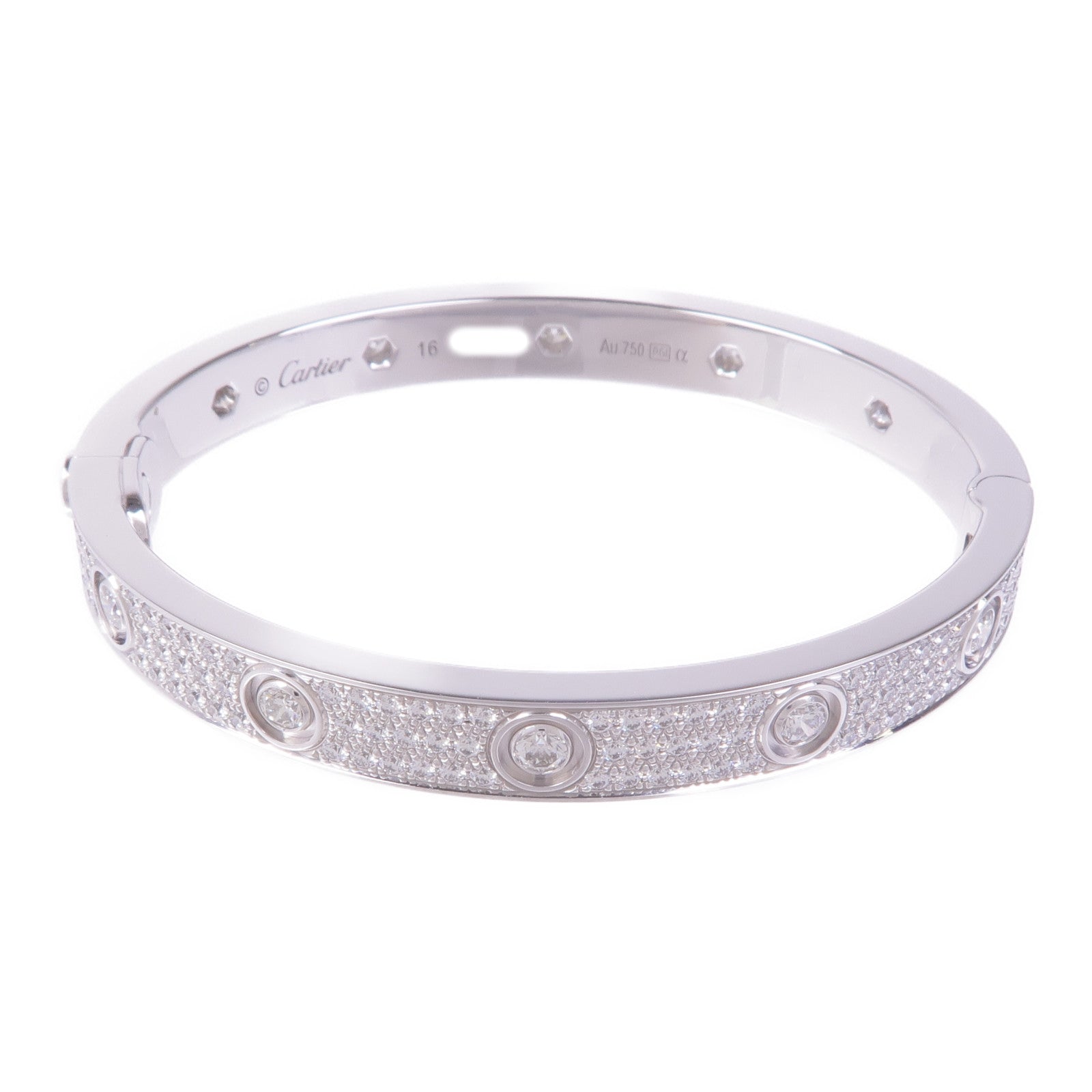 CARTIER 18K白金Love Bangle Full Diamond Bracelet鑽石手鐲Cartier#16