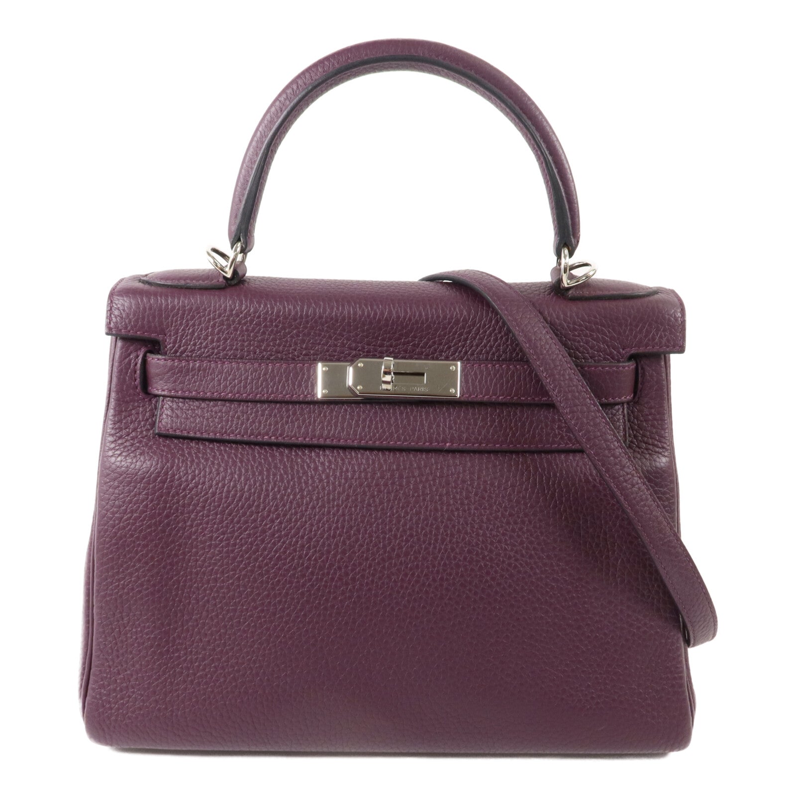 HERMES Togo皮革Kelly 28手挽肩背兩用袋Cassis