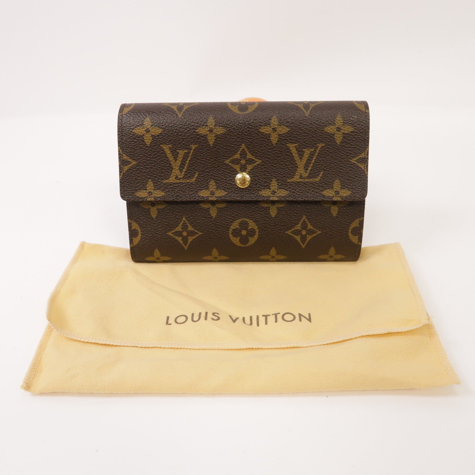 LOUIS VUITTON 【激減優惠】Monogram Porte Tresor Etui Papiers金扣啪鈕錢包啡色