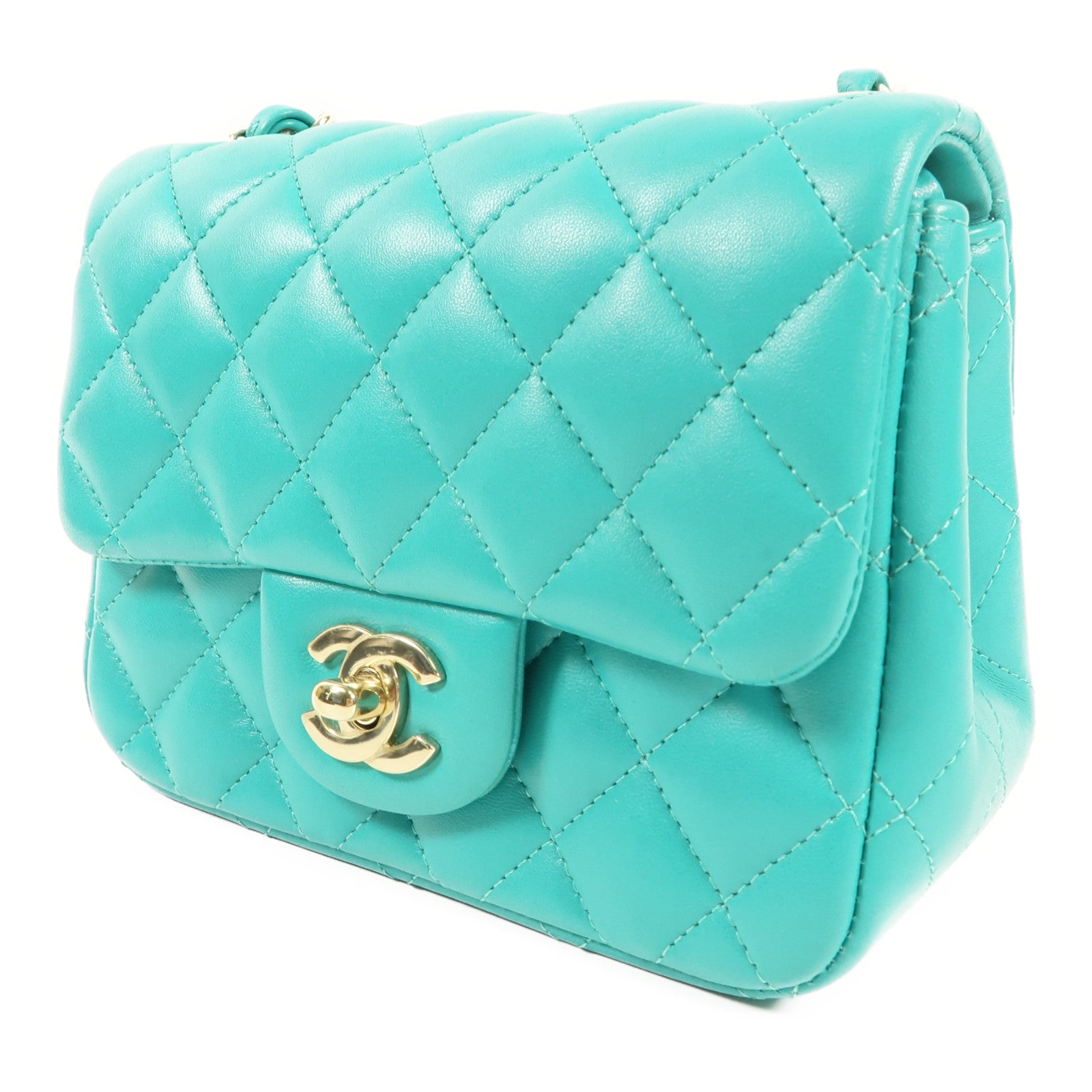 CHANEL 牛皮皮革Mini Classic 17金扣鏈帶肩背袋