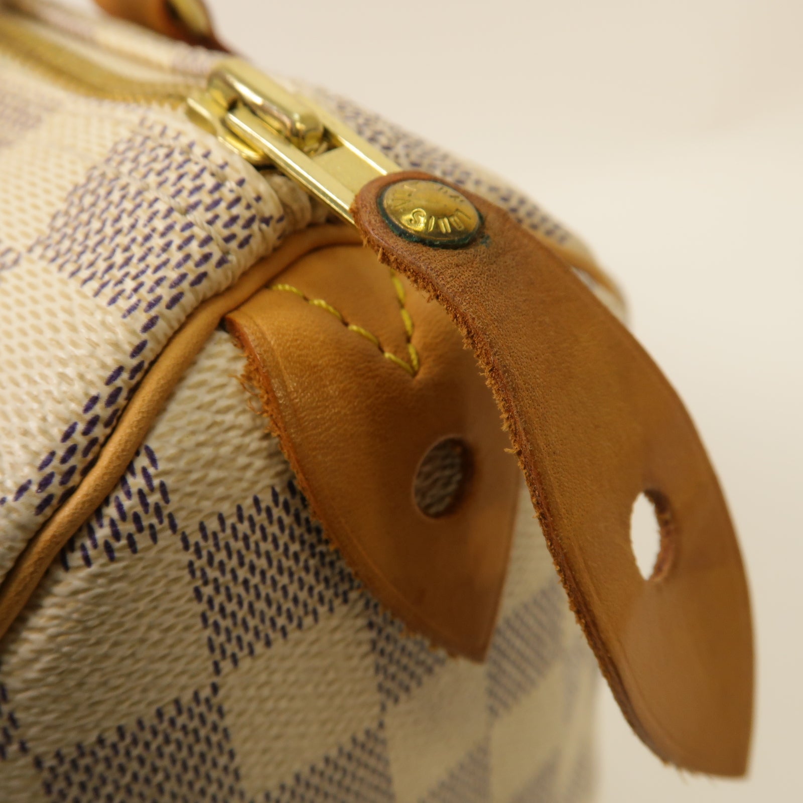 LOUIS VUITTON Damier Azur Speedy 25金扣手挽袋灰色