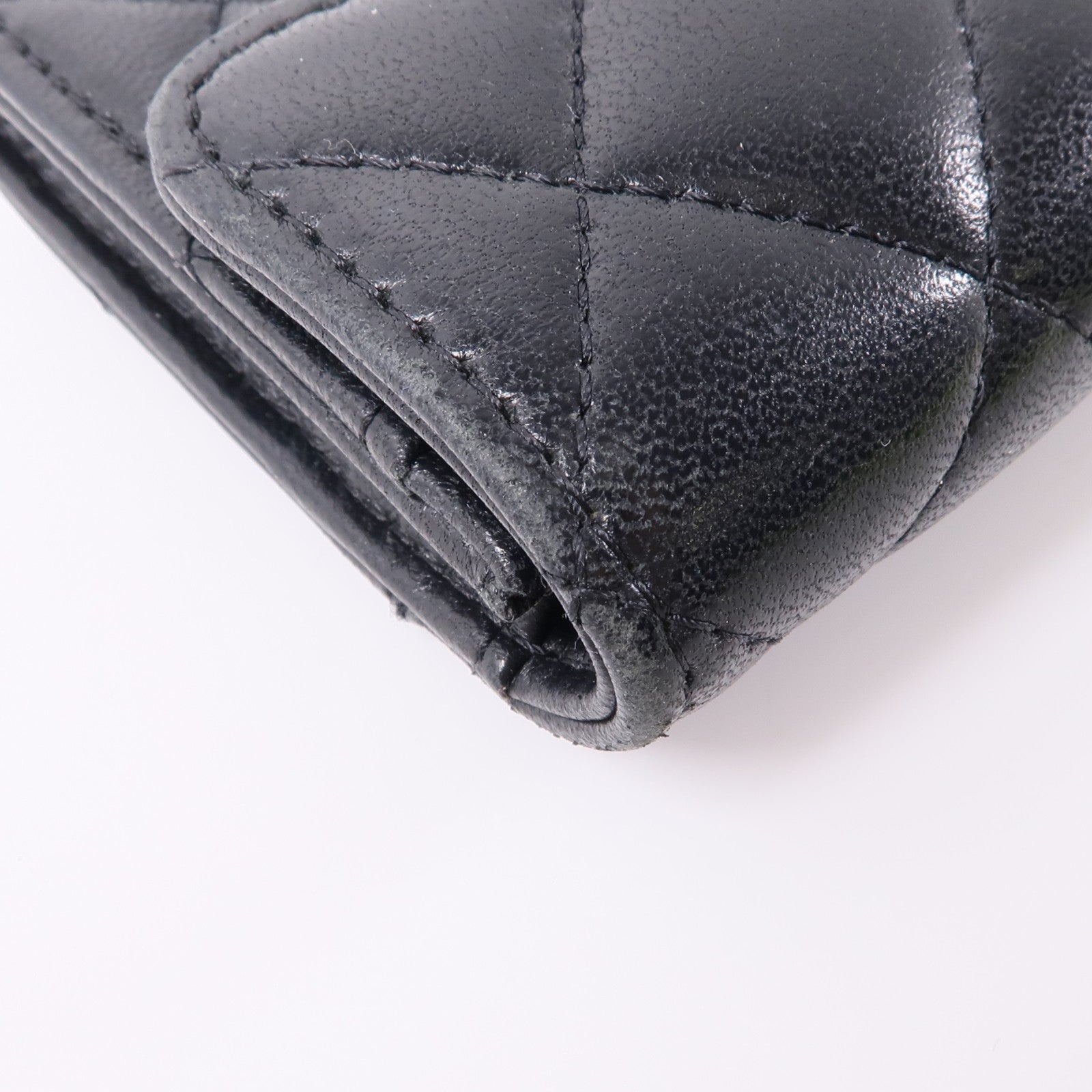 CHANEL 羊皮皮革Card Case金扣卡片套黑色