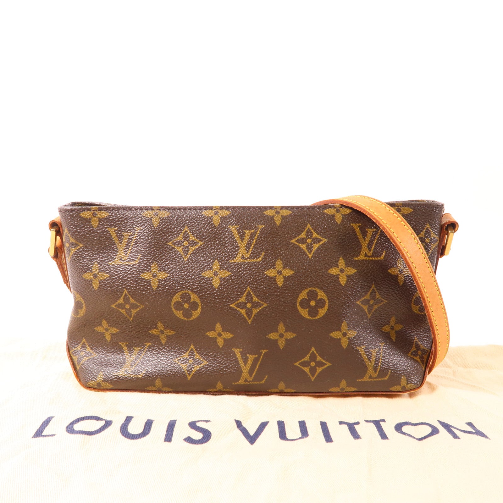 LOUIS VUITTON Monogram Trotteur金扣肩背袋棕色