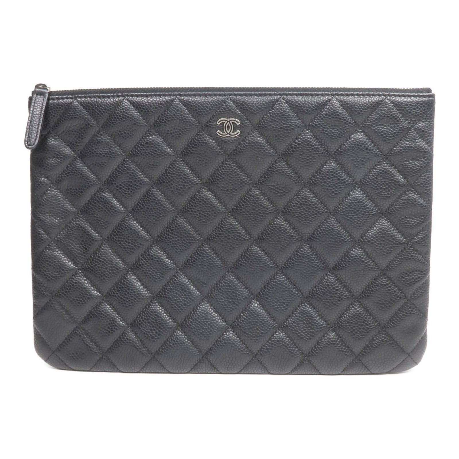 CHANEL 牛皮皮革Pouch銀扣手拿包