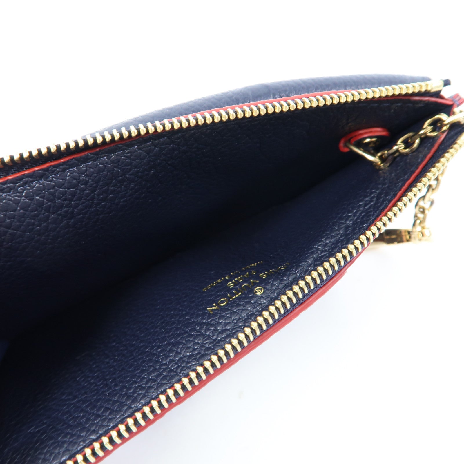 LOUIS VUITTON Monogram Empreinte Recto Verso金扣卡片套深藍色