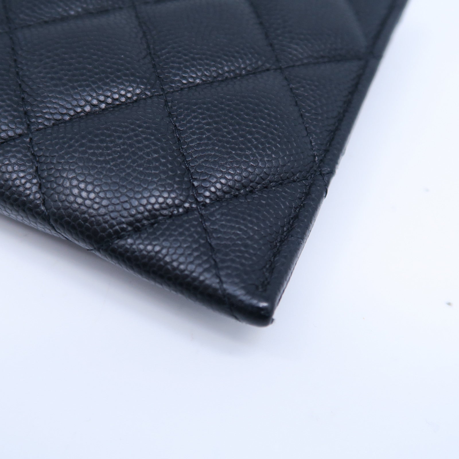 CHANEL 菱格Caviar皮革Wallet金扣長錢包黑色