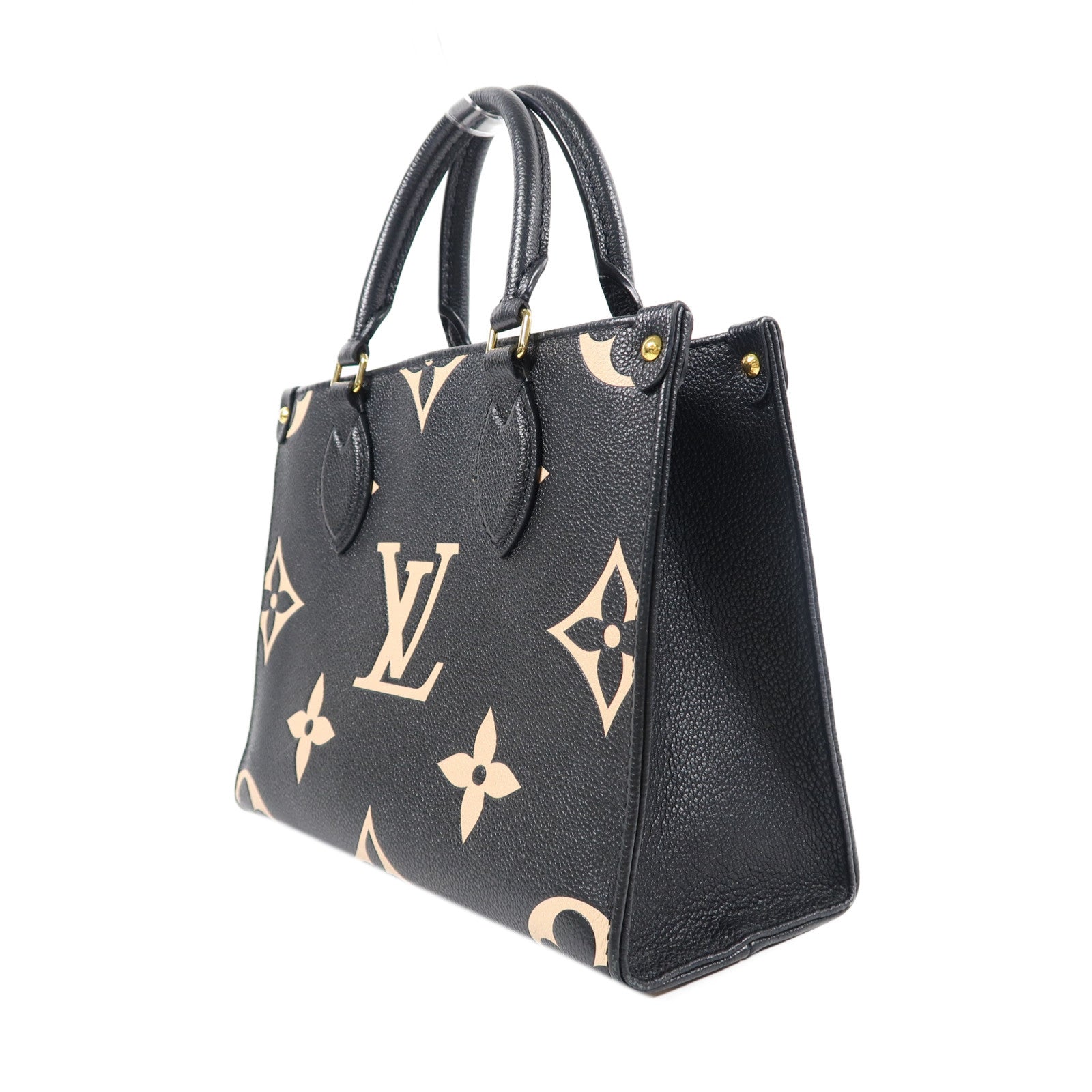 LOUIS VUITTON Monogram Empreinte On The Go金扣手挽肩背兩用袋黑色/米色