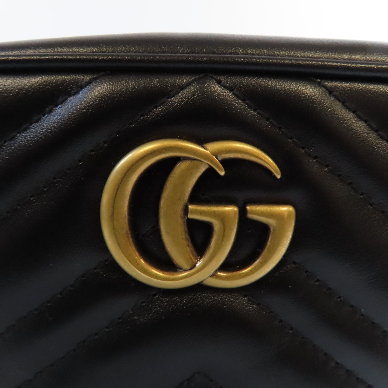 GUCCI 【激減優惠】牛皮皮革GG Marmont金扣肩背袋黑色