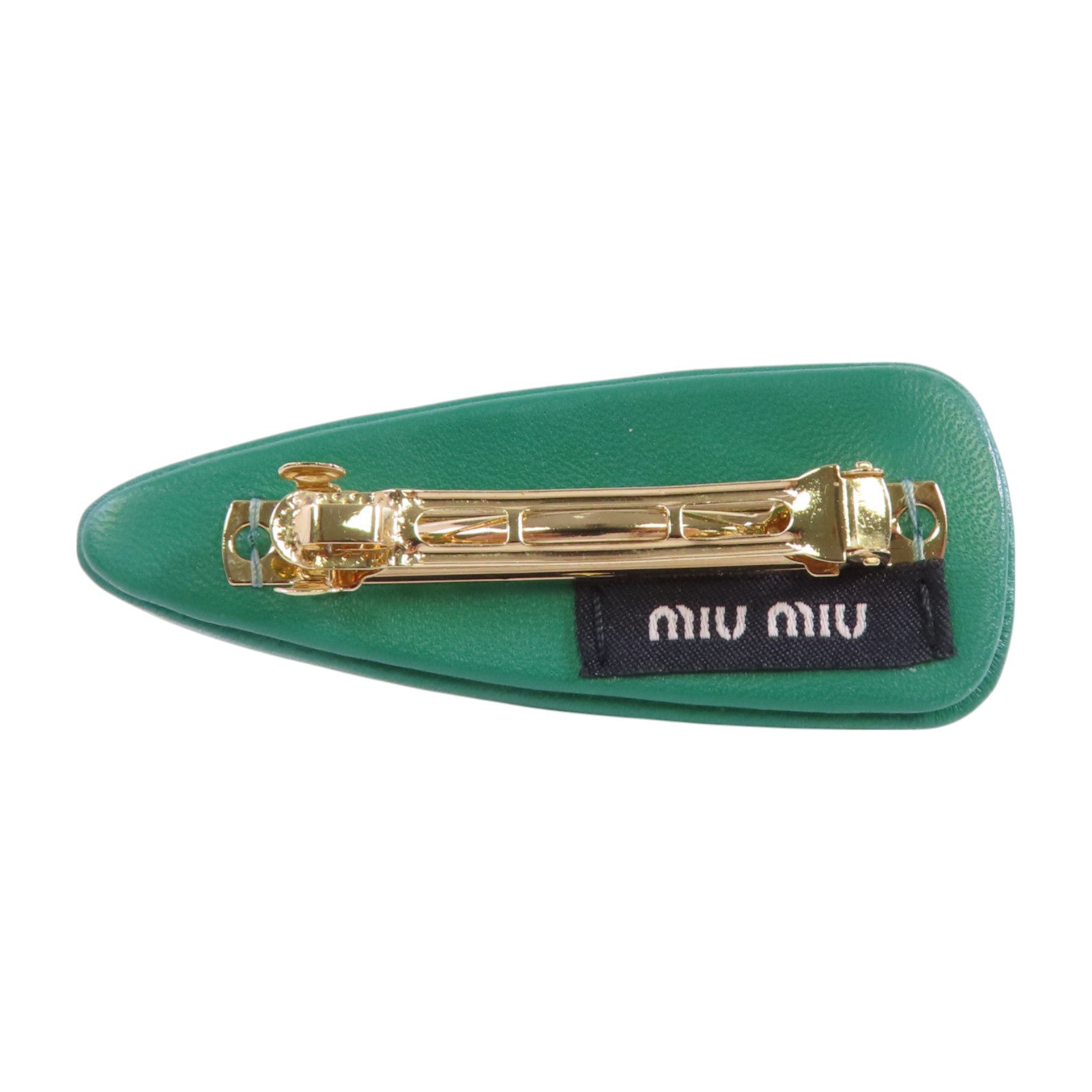 Miu Miu 牛皮皮革Hair Clip金扣髮夾