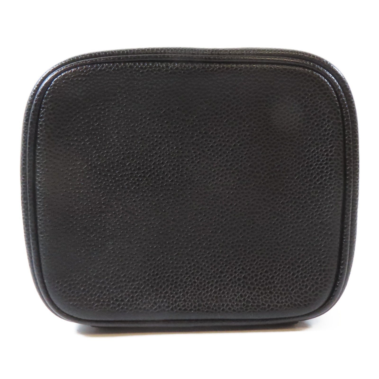 CHANEL Caviar皮革Vintage Vanity Case金扣手挽袋黑色