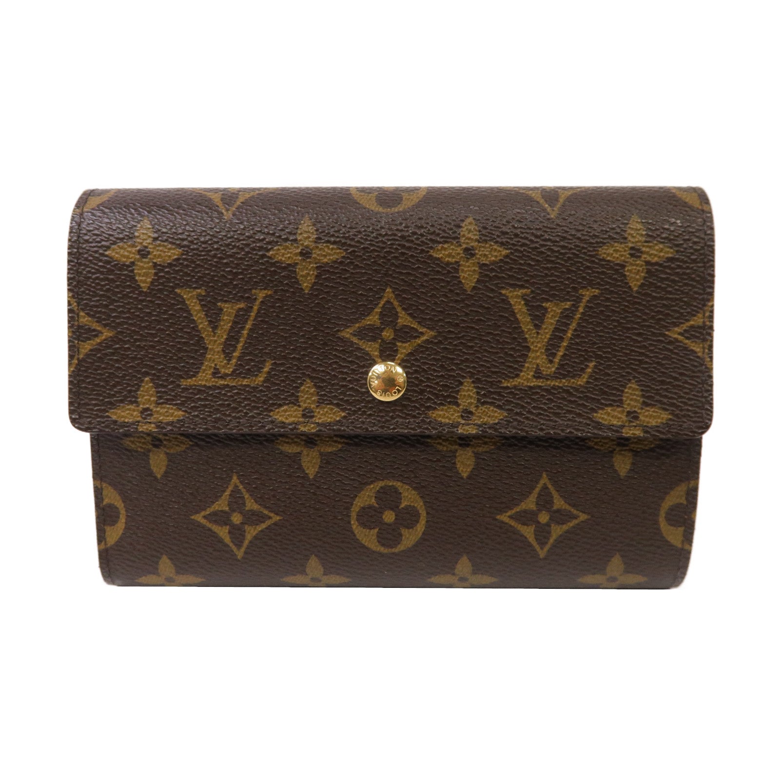LOUIS VUITTON 【激減優惠】Monogram Porte Tresor Etui Papiers金扣啪鈕錢包啡色