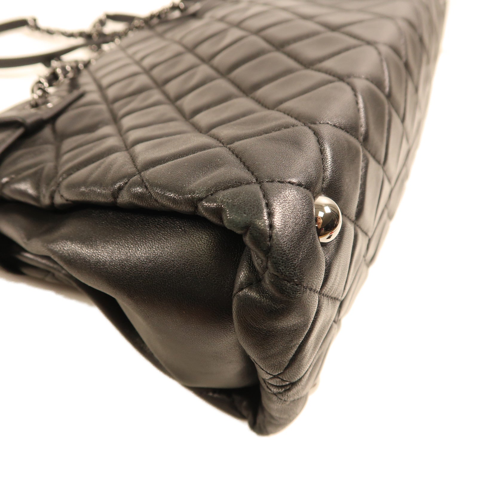 CHANEL 羊皮皮革Shoulder Bag銀扣鏈帶肩背袋黑色