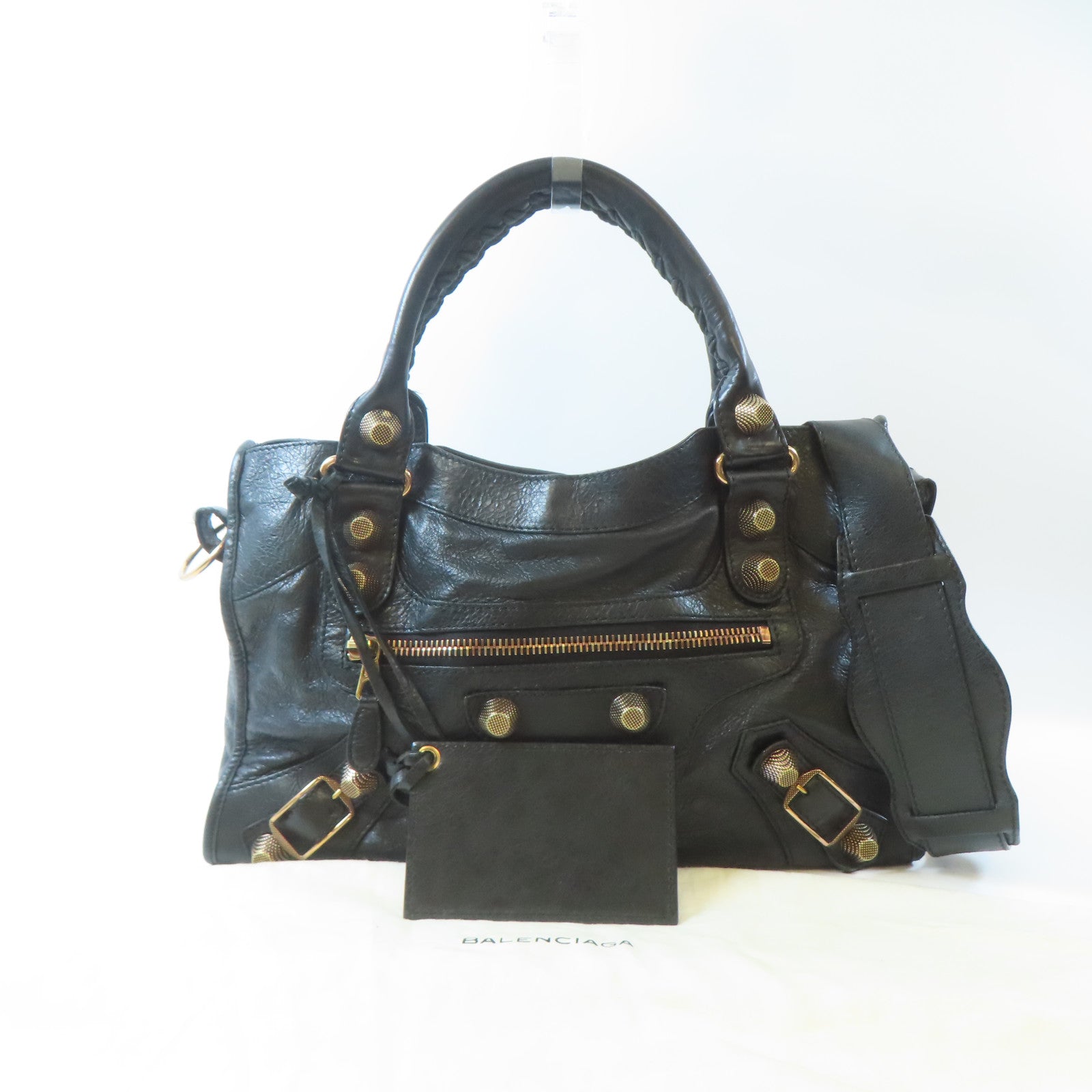 BALENCIAGA 牛皮皮革Giant City金扣手挽肩背兩用袋黑色