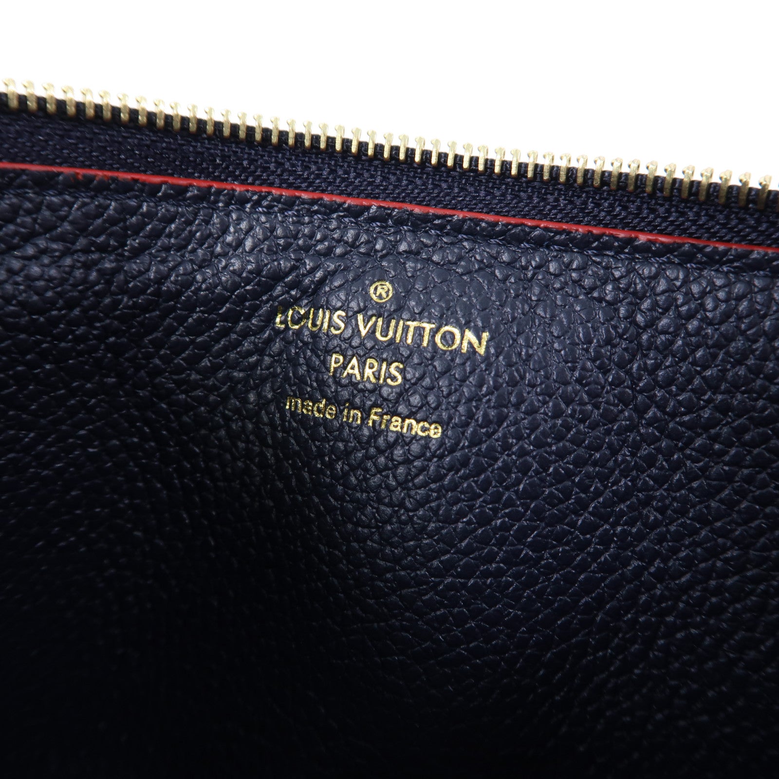 LOUIS VUITTON Monogram Empreinte Recto Verso金扣卡片套深藍色