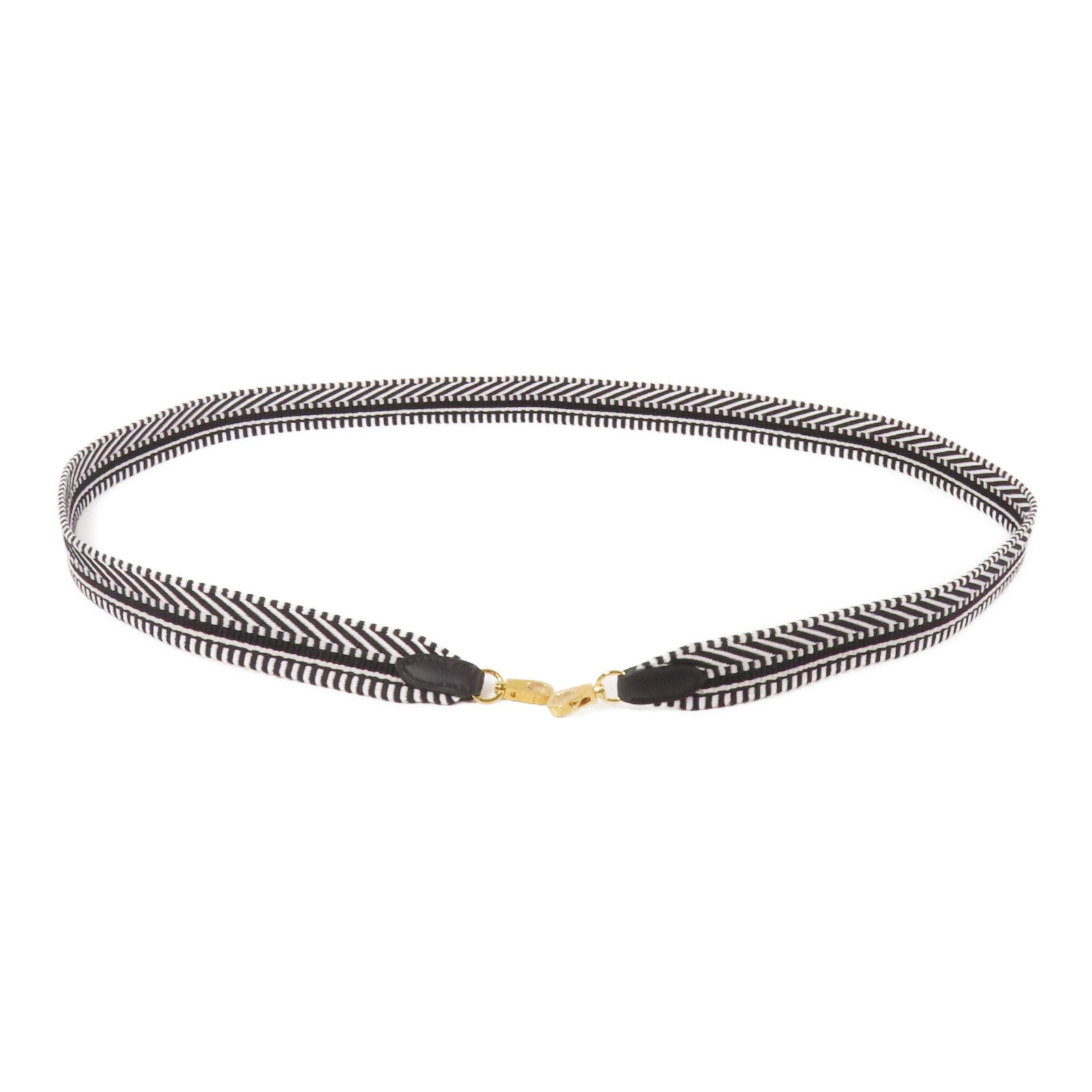 HERMES 帆布Strap金扣肩背帶Noir/White