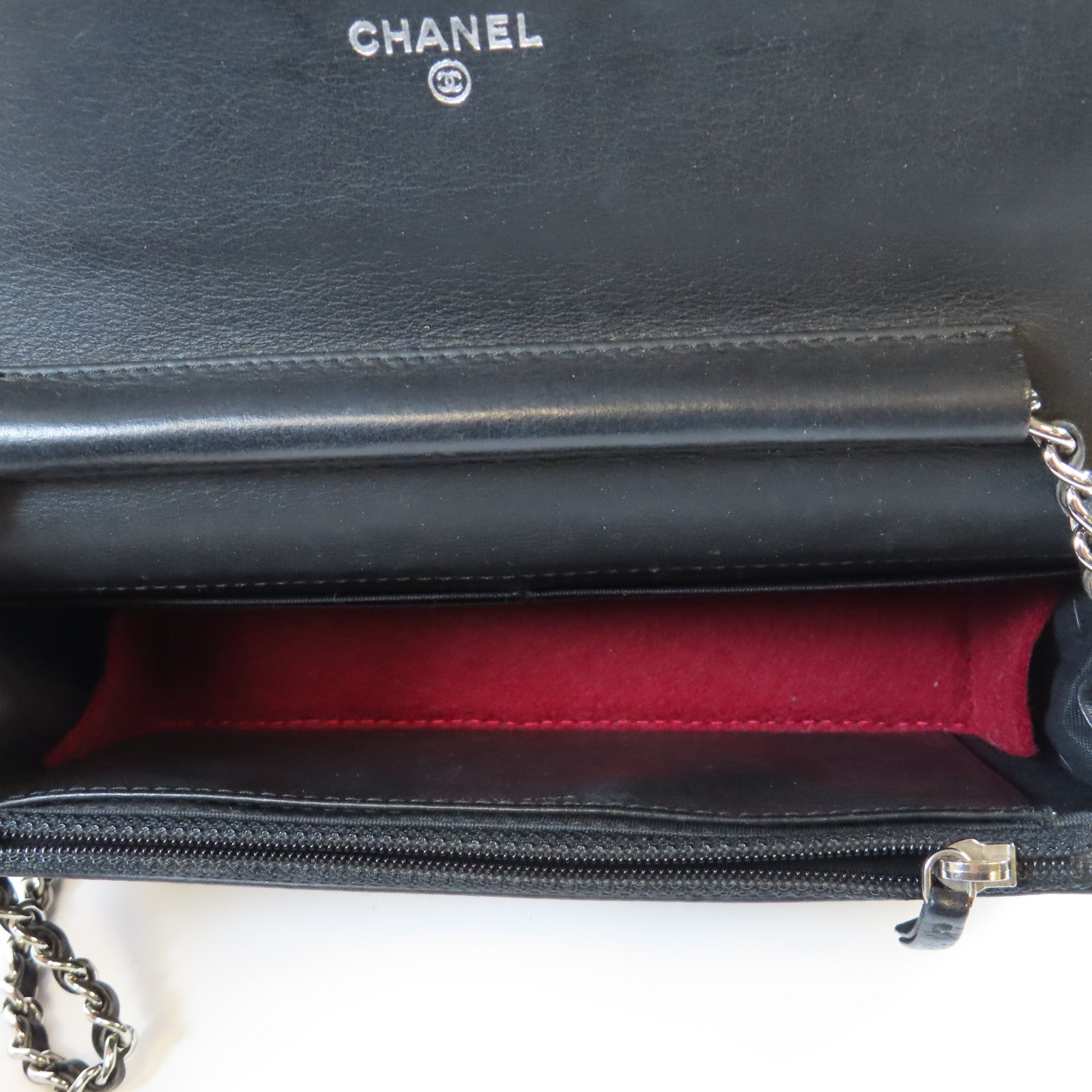 CHANEL 【激減優惠】菱格羊皮皮革WOC Chain Shoulder Bag銀扣鏈帶肩背袋黑色