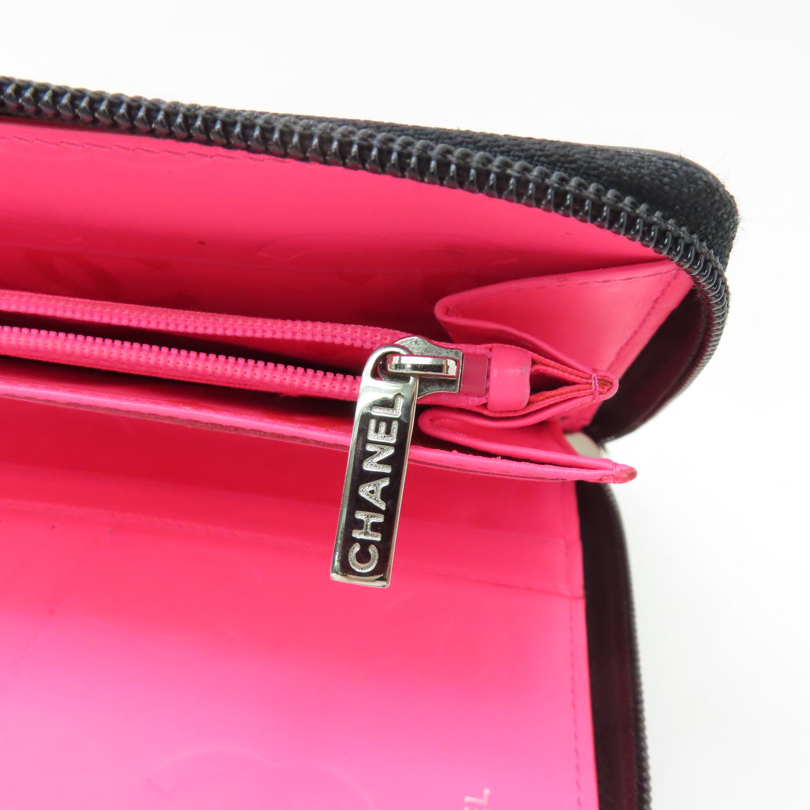 CHANEL 【激減優惠】菱格牛皮皮革Combon Line Wallet銀扣長錢包黑色