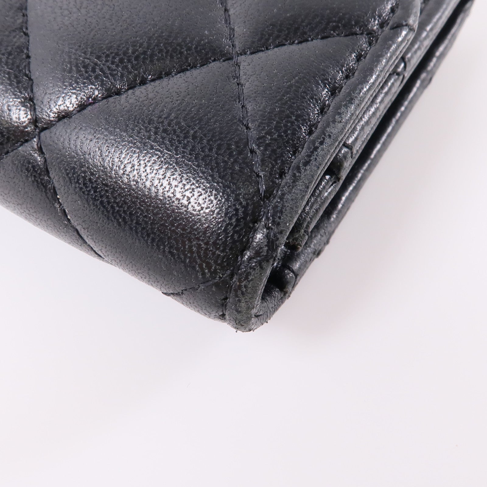 CHANEL 羊皮皮革Card Case金扣卡片套黑色