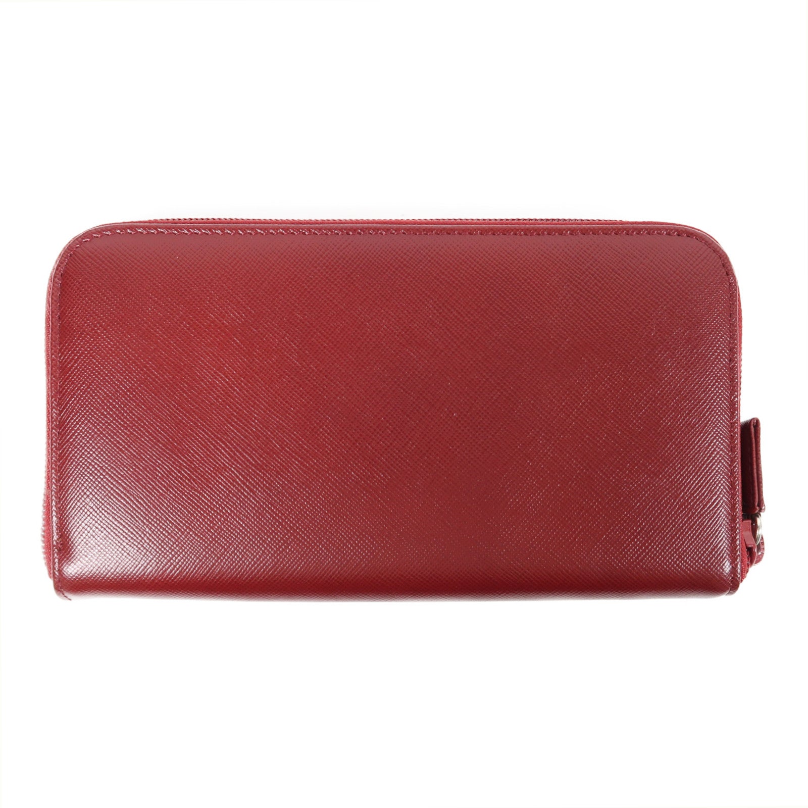 PRADA Saffiano皮革Long Wallet銀扣長錢包紅色