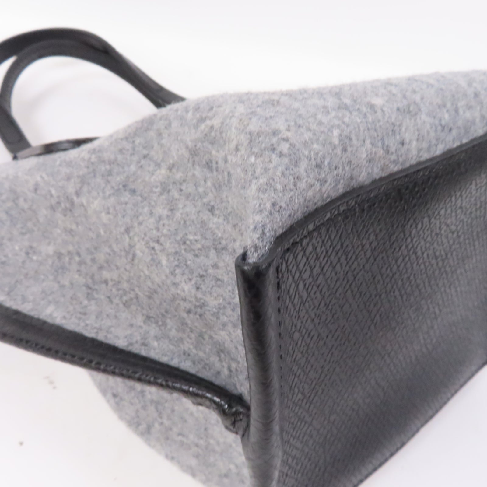 Longchamp 帆布Small Tote銀扣手挽袋灰色