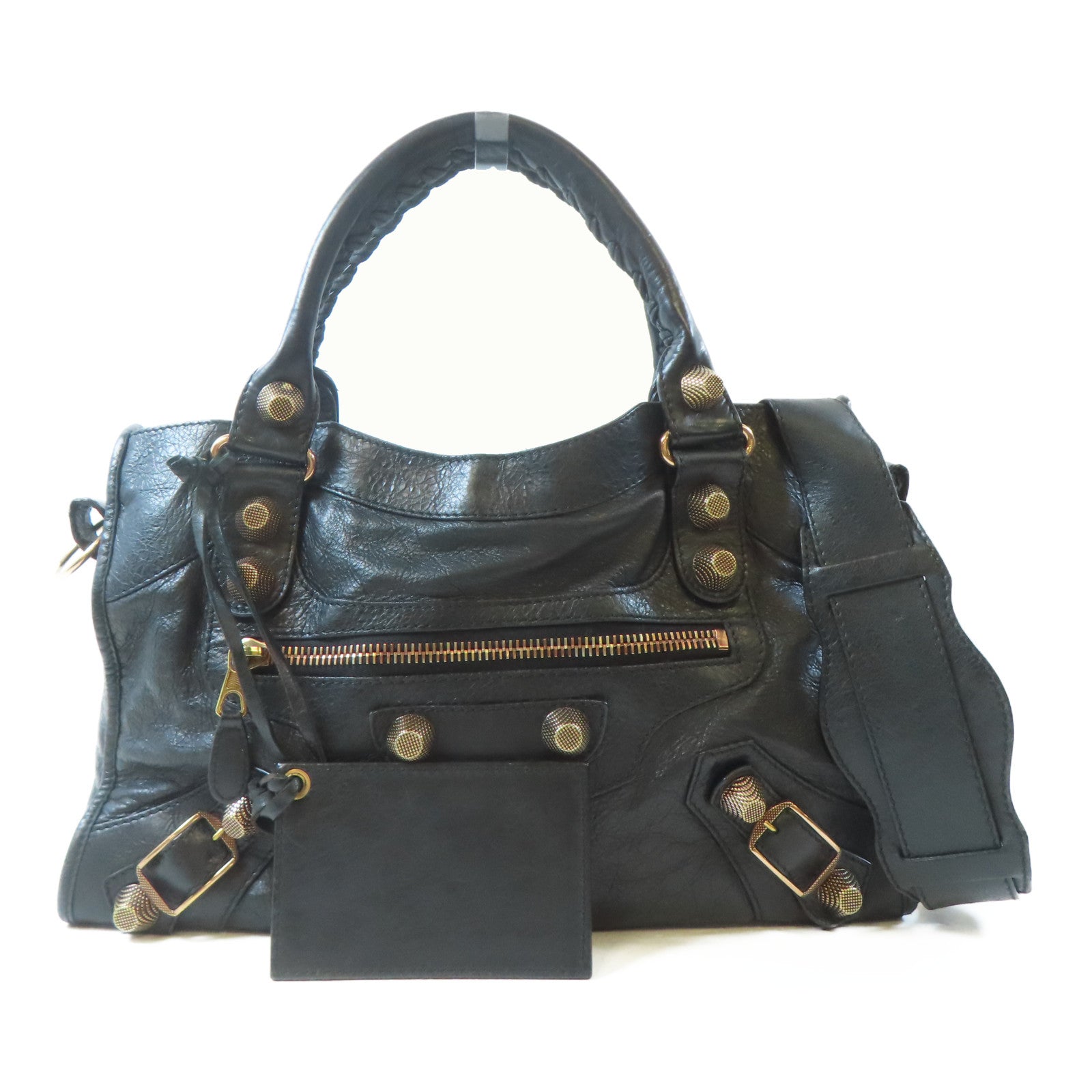 BALENCIAGA 牛皮皮革Giant City金扣手挽肩背兩用袋黑色