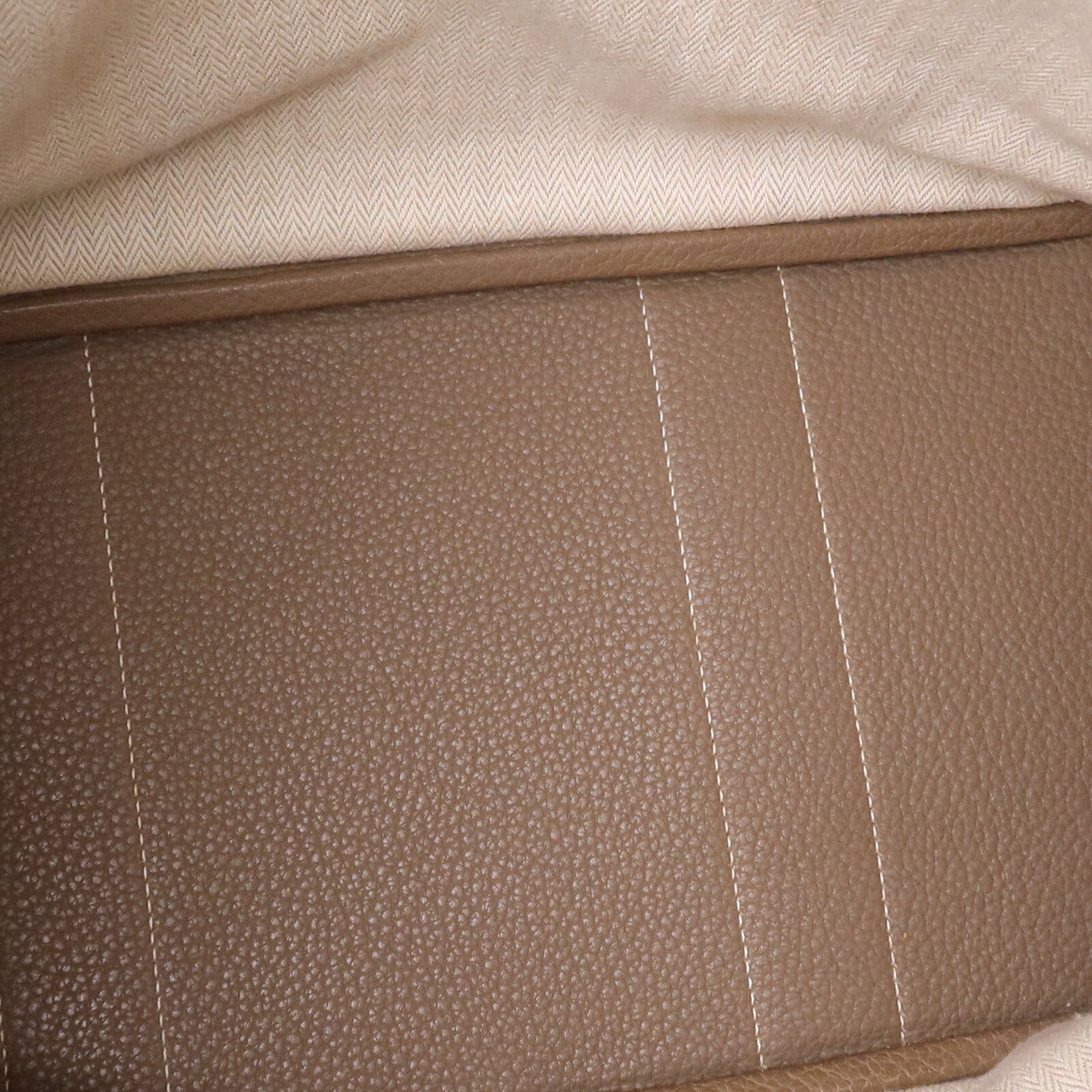 HERMES Clemence皮革GardenParty PM銀扣手挽袋Etoupe