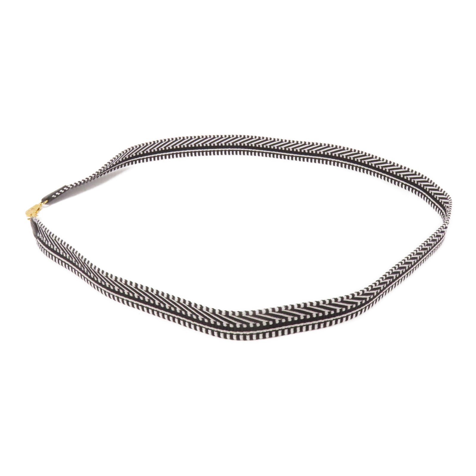 HERMES 帆布Strap金扣肩背帶Noir/White