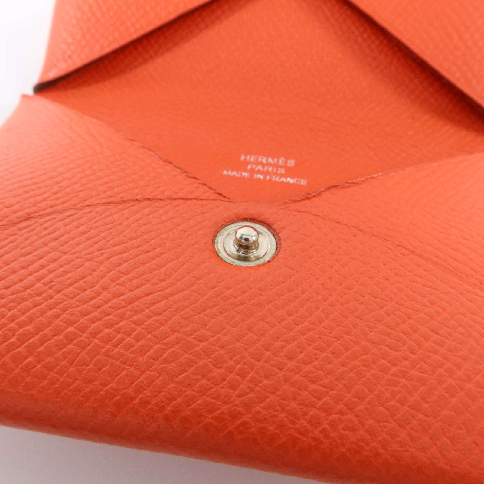 HERMES Epsom皮革Calvi Card Case銀扣卡片套Rose Jaipur