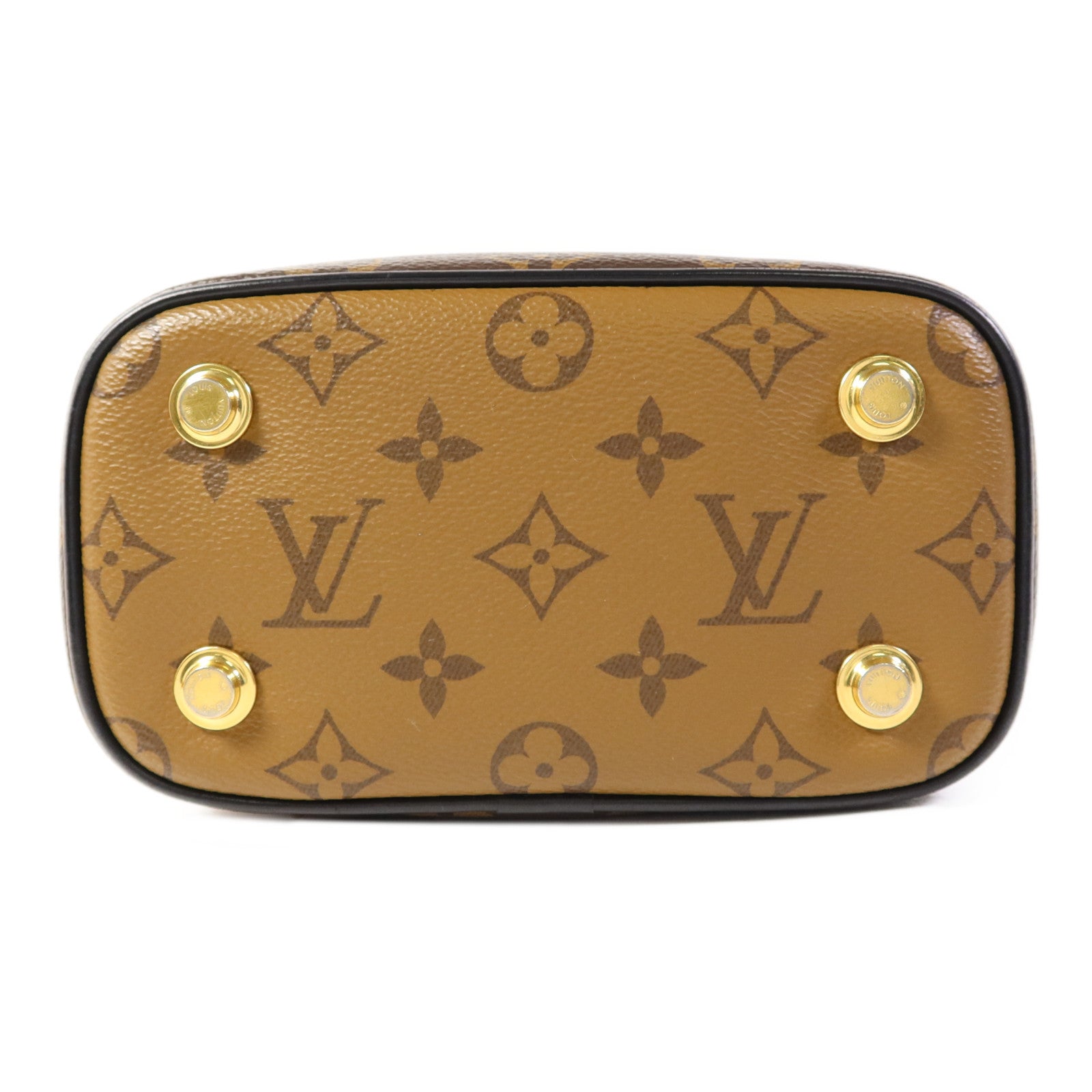 LOUIS VUITTON Monogram Reverse Vanity PM金扣手挽肩背兩用袋棕色