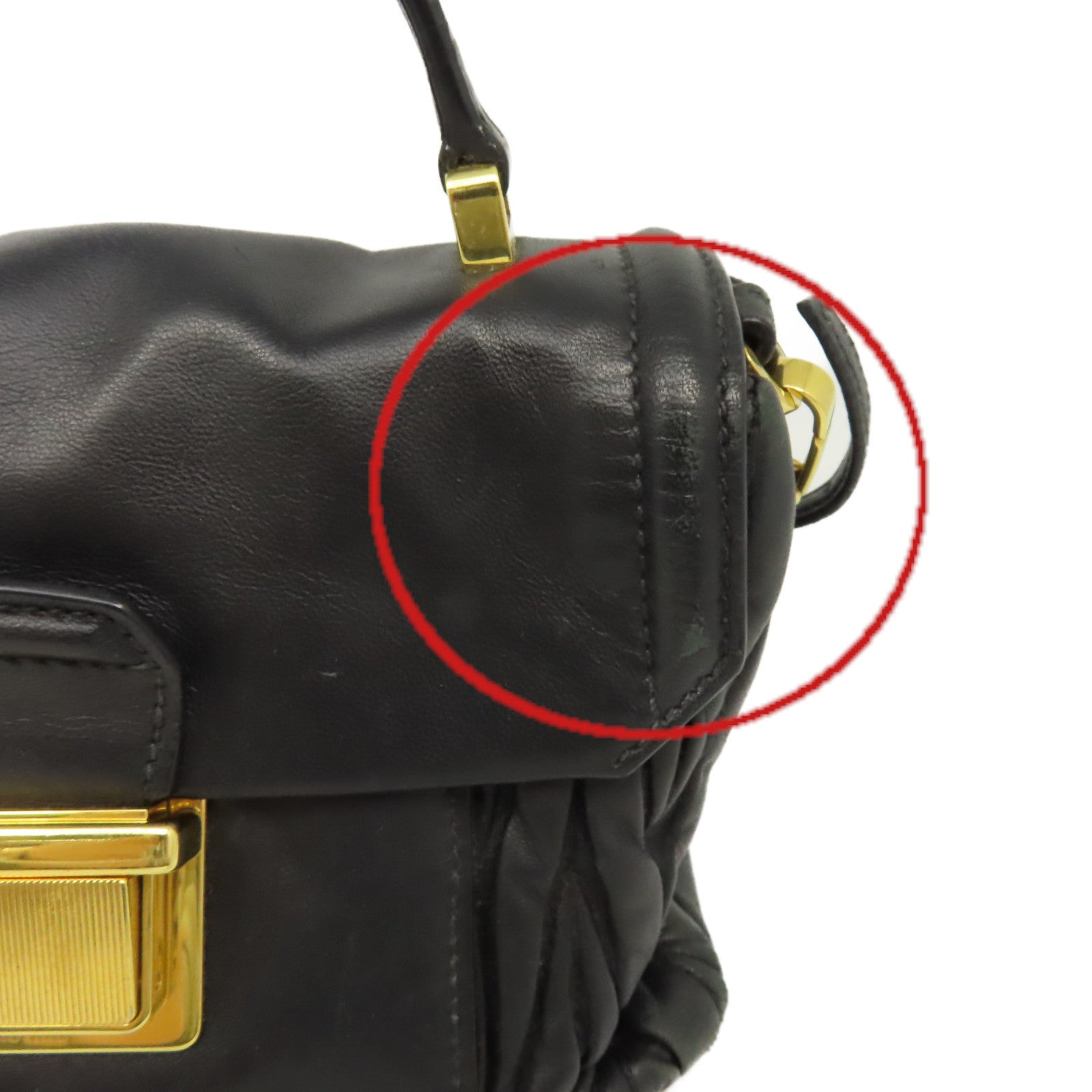 Miu Miu 牛皮皮革2Way Shoulder Bag金扣手挽肩背兩用袋黑色