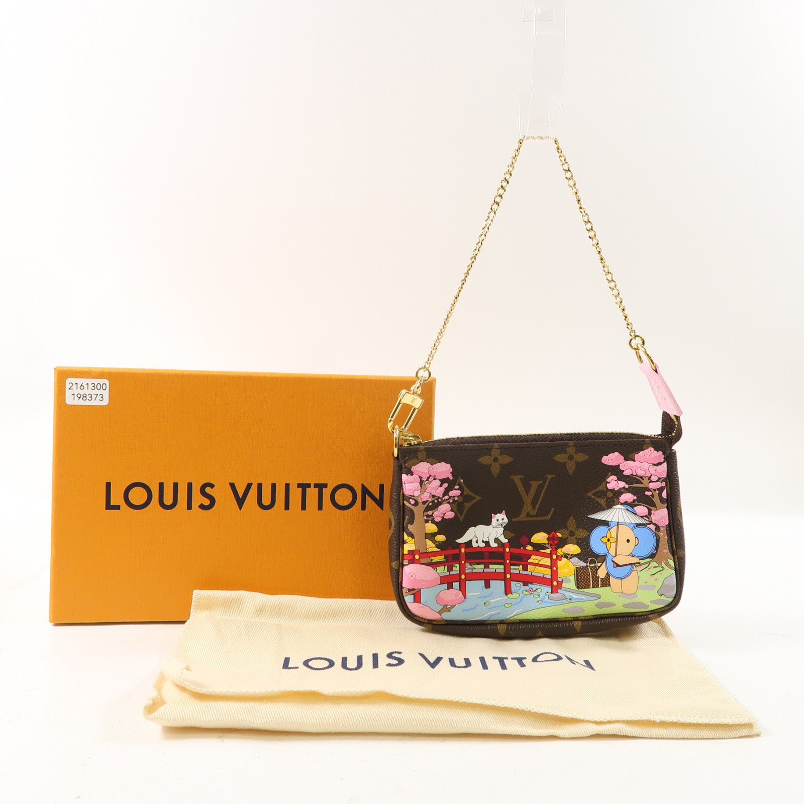 LOUIS VUITTON Monogram Mini Pochette Accessoires金扣手挽袋啡色/彩色