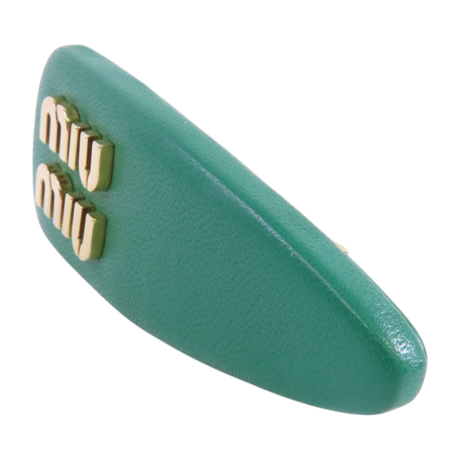 Miu Miu 牛皮皮革Hair Clip金扣髮夾