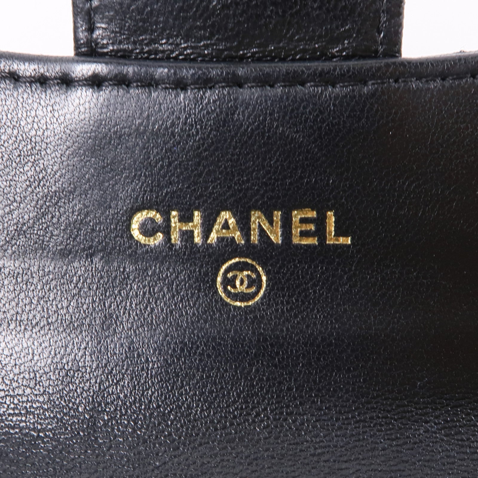 CHANEL 羊皮皮革Card Case金扣卡片套黑色