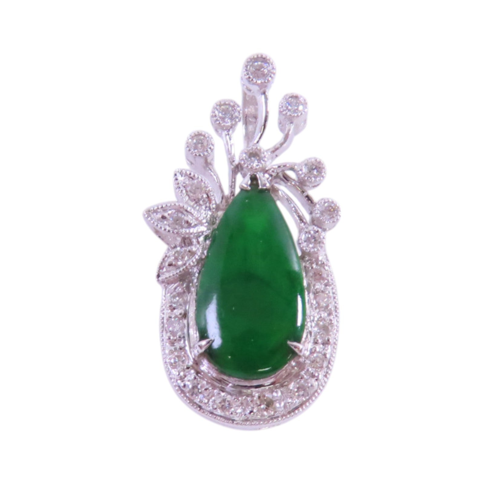 JEWELRY 18K白金/翡翠/鑽石Jade Diamond Pendant Top吊墜頭扣