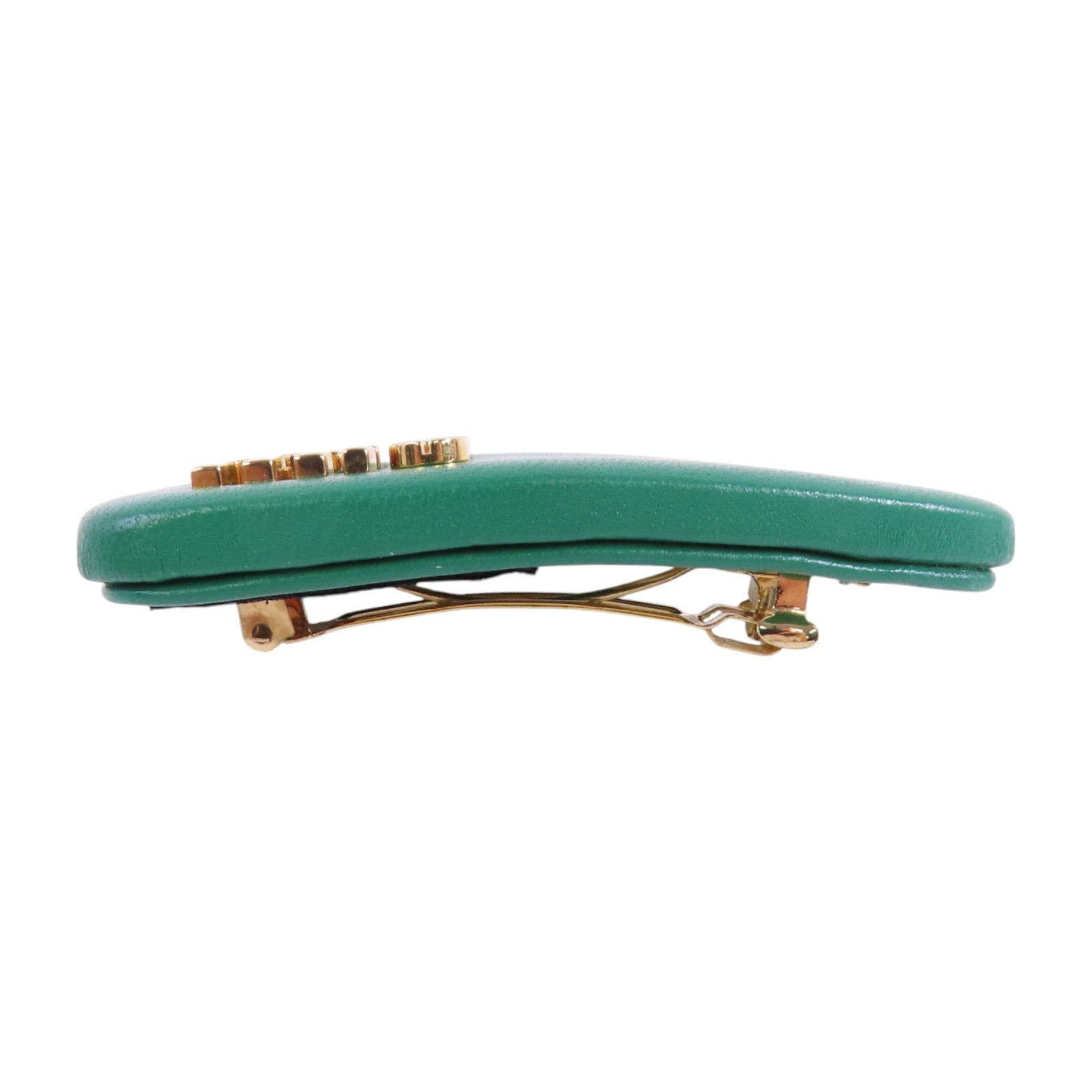 Miu Miu 牛皮皮革Hair Clip金扣髮夾