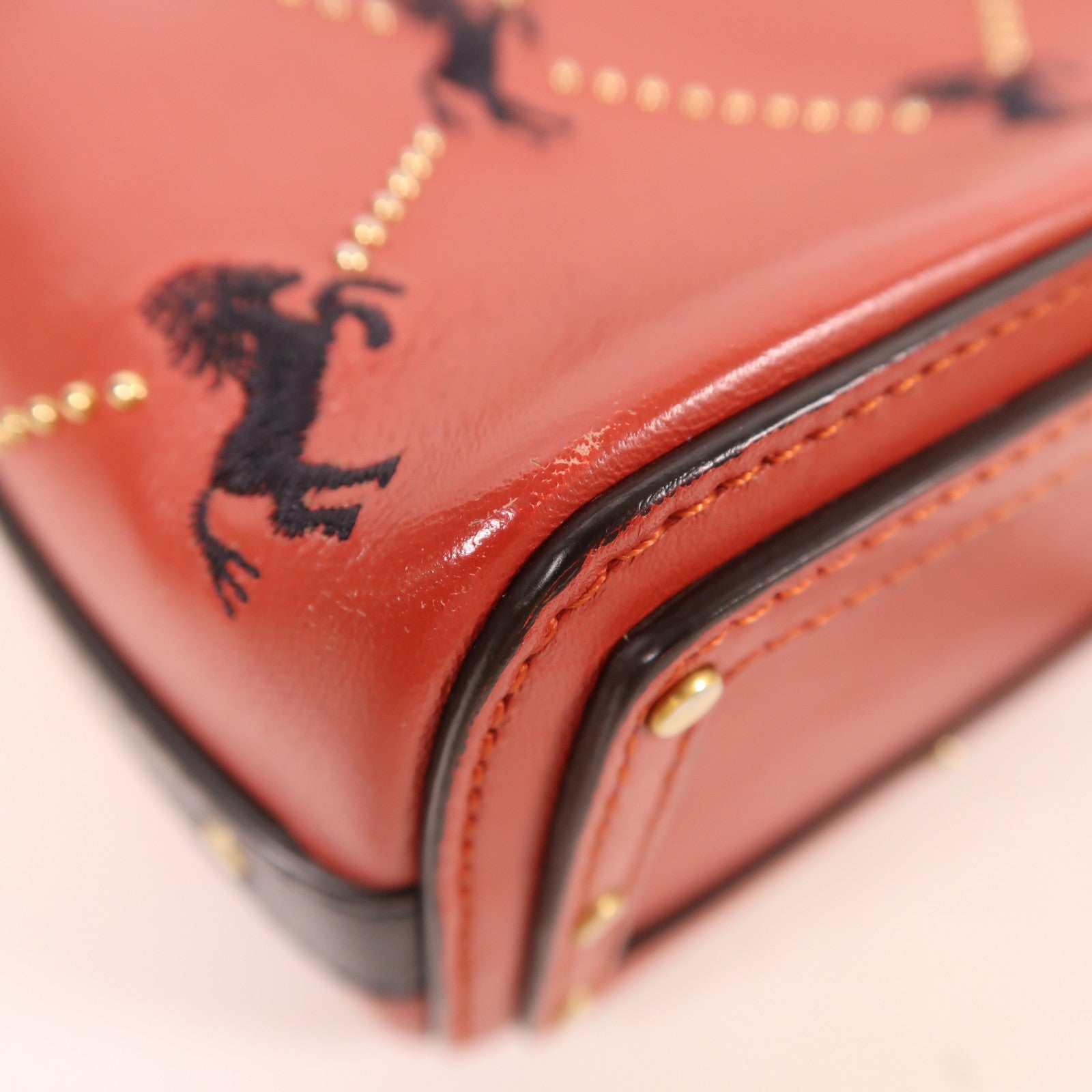 Chloe 牛皮皮革Roy Bag金扣手挽肩背兩用袋紅色/深藍色