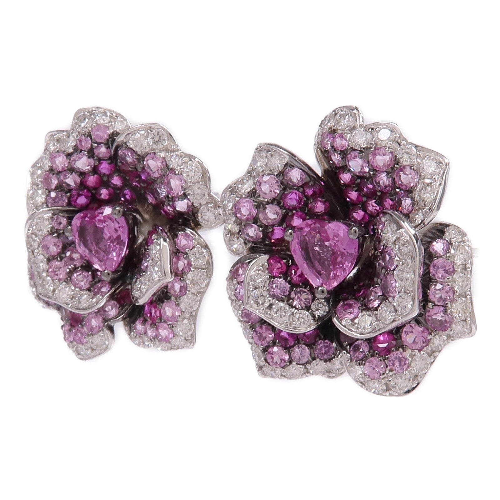 JEWELRY 18K白金Sapphire Diamond Earrings粉紅色藍寶石/鑽石耳環