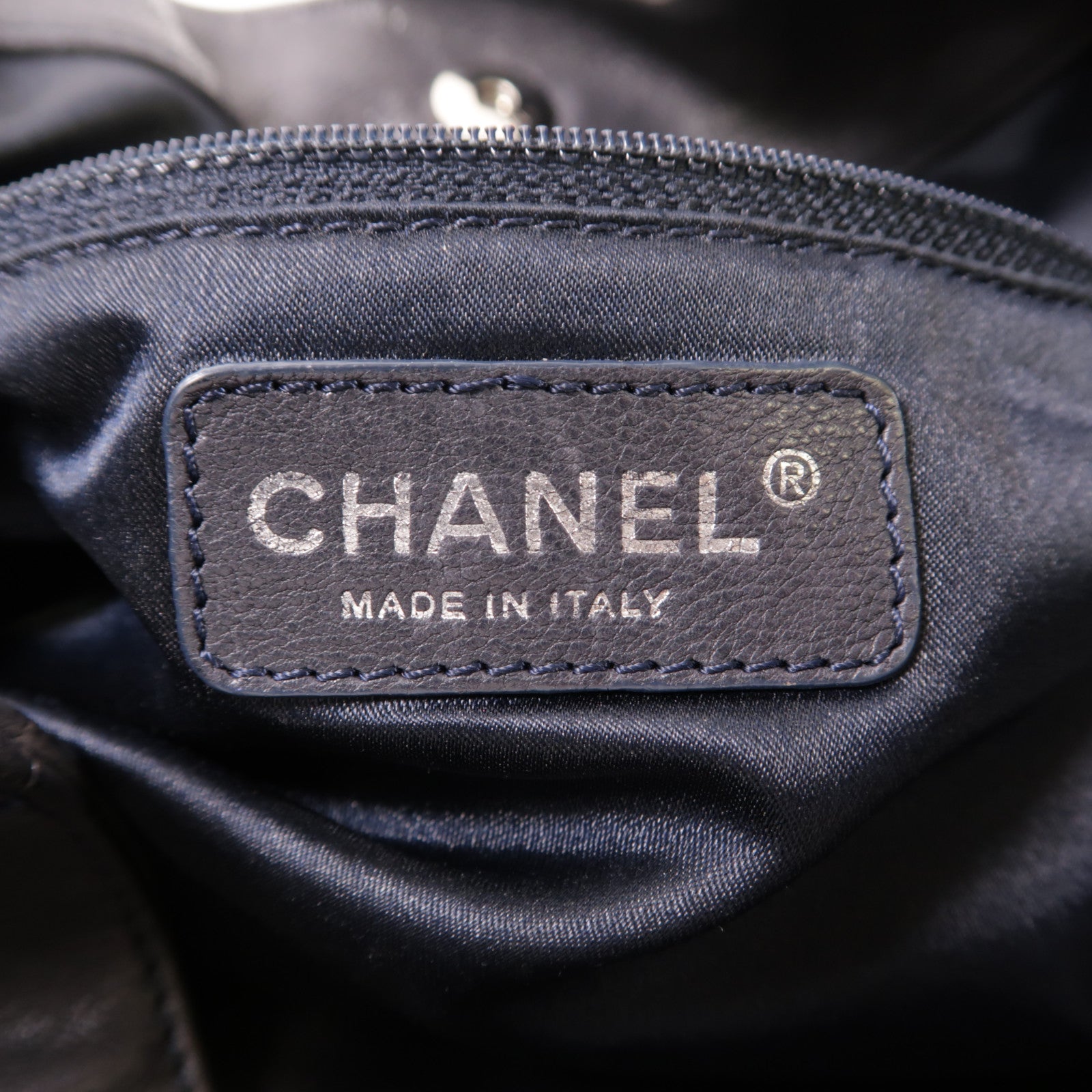 CHANEL CC SHW Chain Shoulder Bag Calfskin Leather Black
