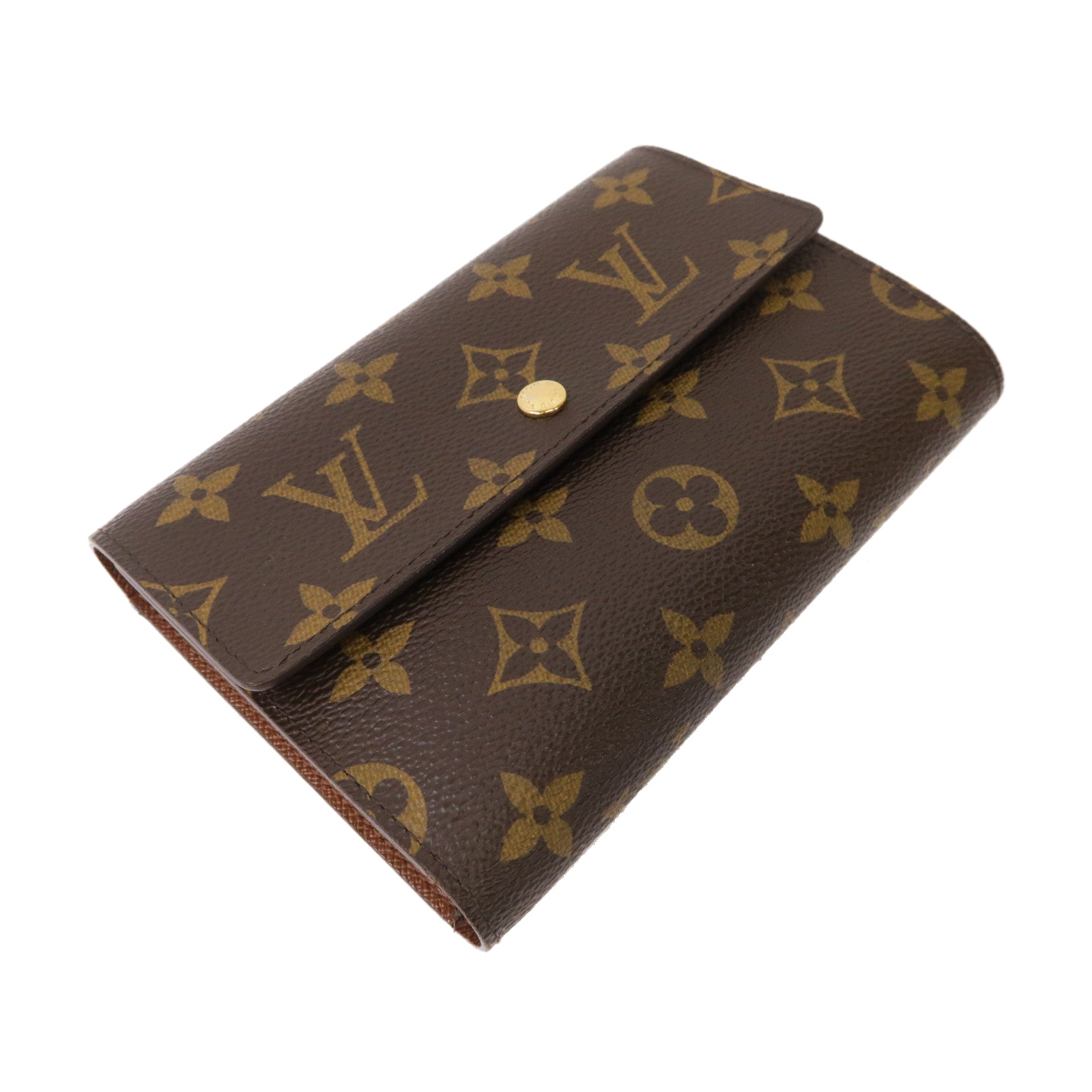 LOUIS VUITTON 【激減優惠】Monogram Porte Tresor Etui Papiers金扣啪鈕錢包啡色