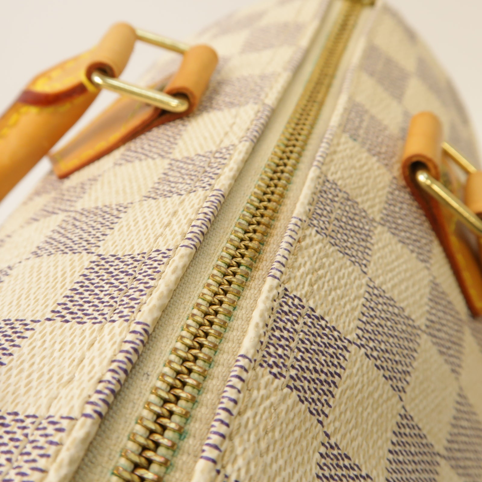 LOUIS VUITTON Damier Azur Speedy 25金扣手挽袋灰色