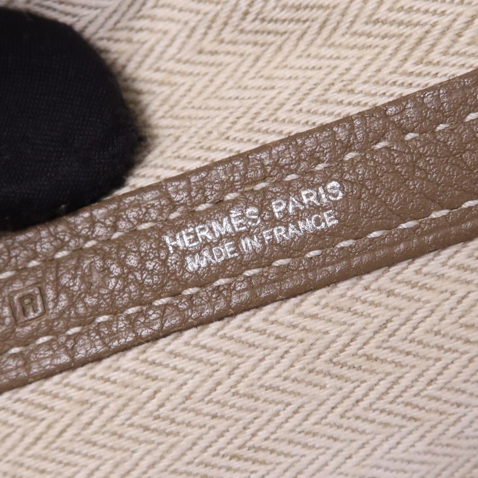 HERMES Clemence皮革GardenParty PM銀扣手挽袋Etoupe